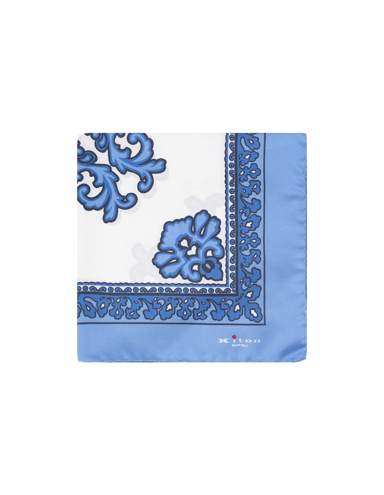 Light Blue And White Pocket Handkerchief With Pattern