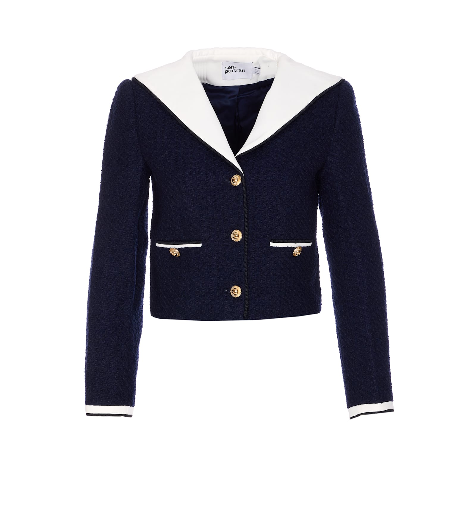 Boucle Contrast Collar Jacket - self-portrait - Modalova