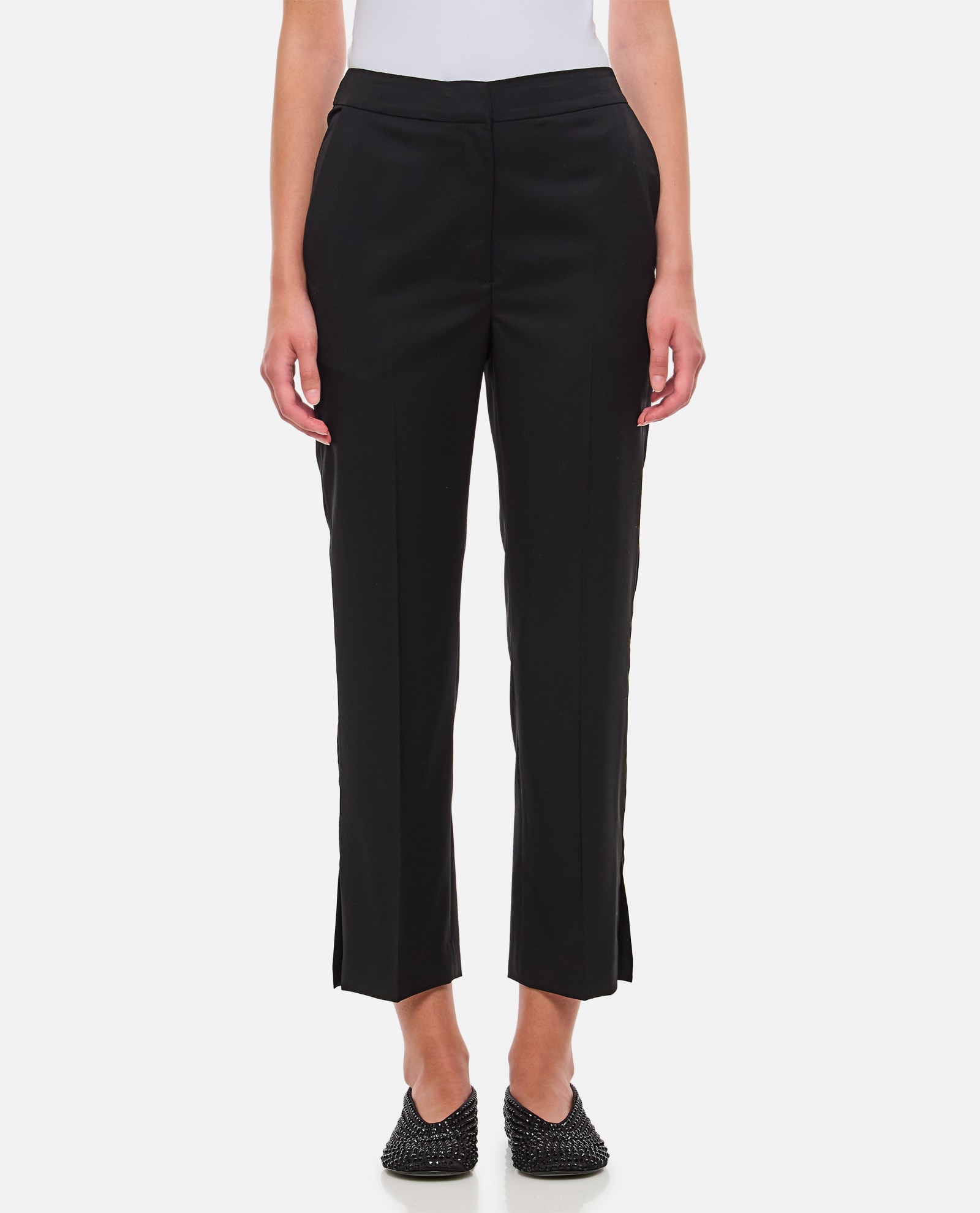 Shop Loulou Studio Dorkas Slim Wool Pants In Black