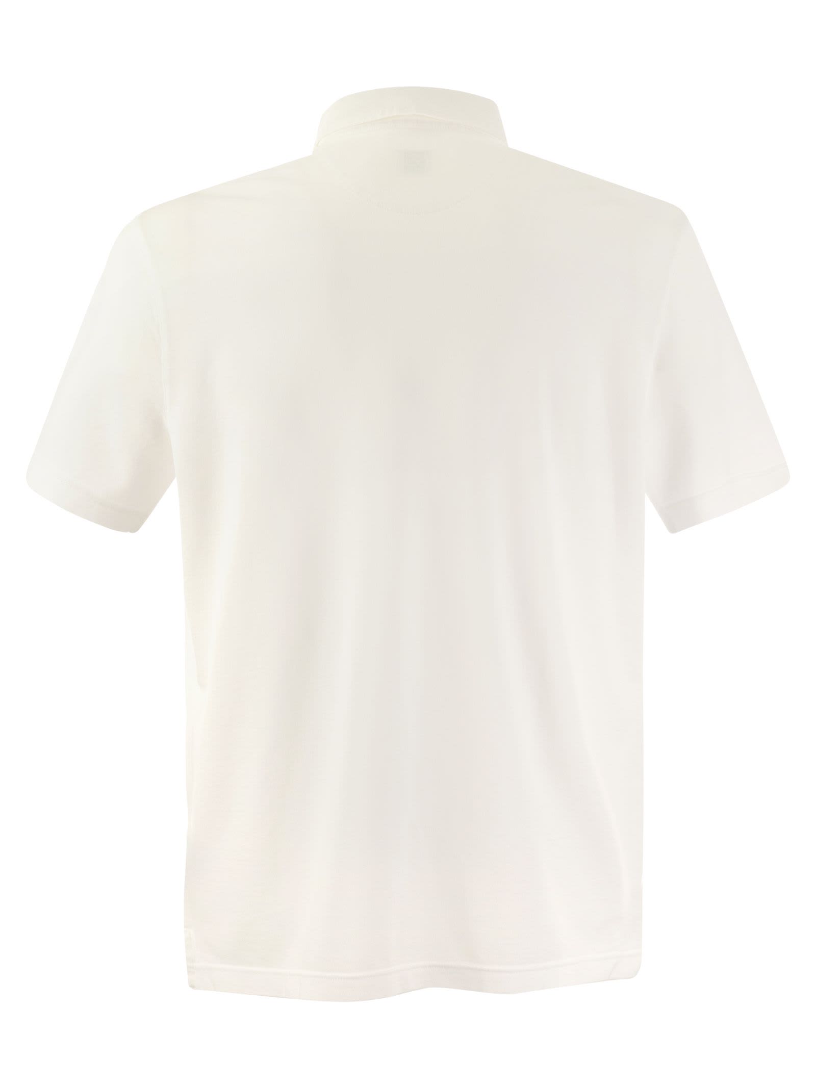 Shop Fedeli Short-sleeved Cotton Polo Shirt In White