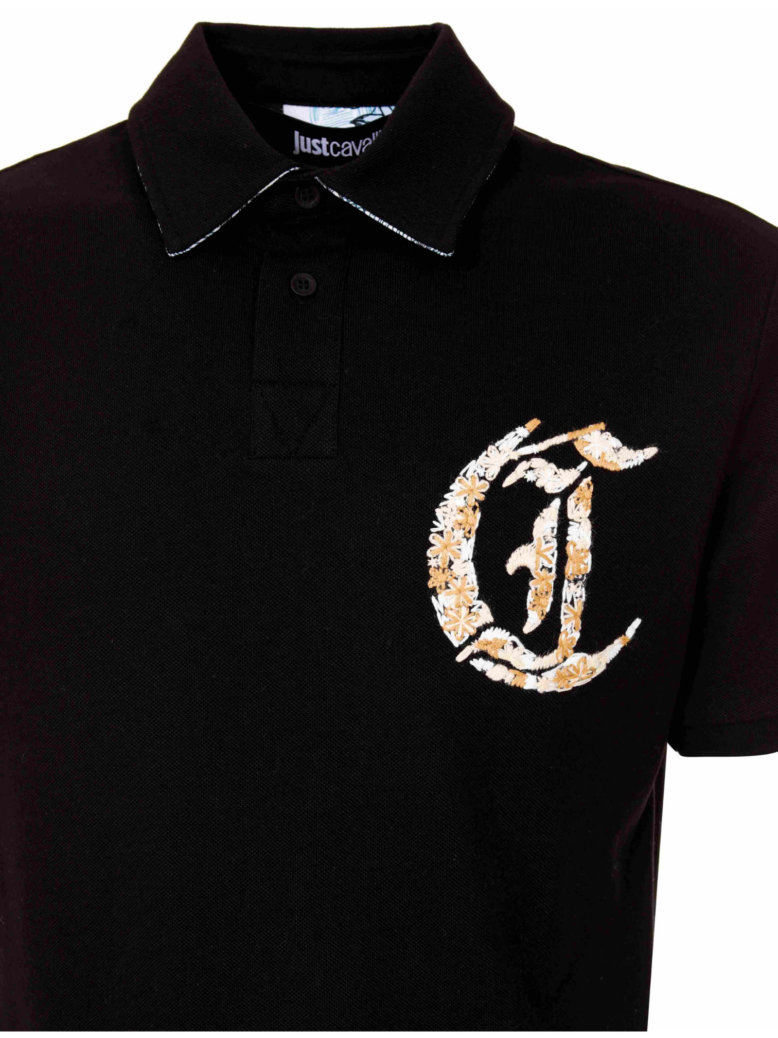 Just Cavalli Mens Polo Shirt In Black