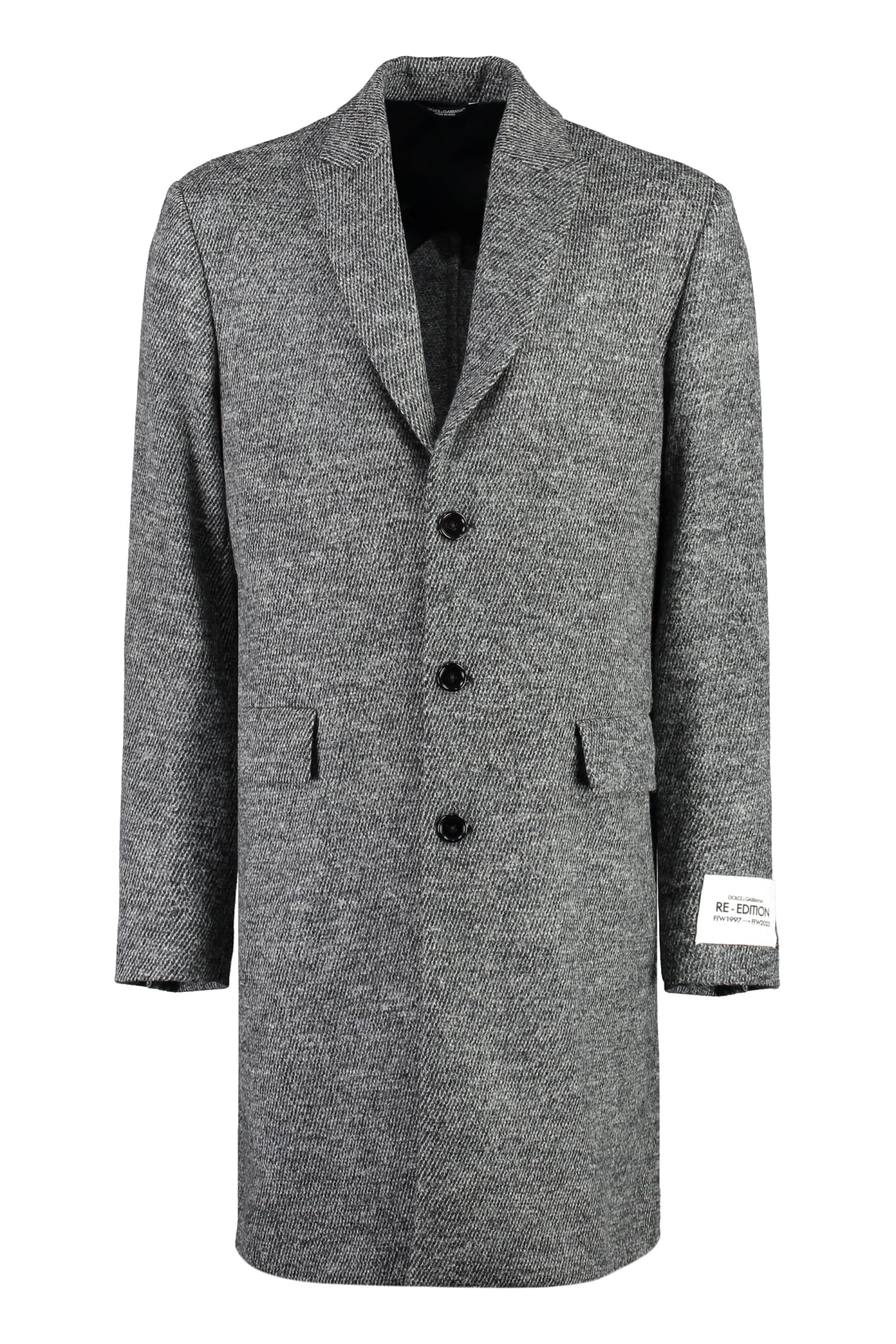 Shop Dolce & Gabbana Single-breasted Wool Coat In Grey