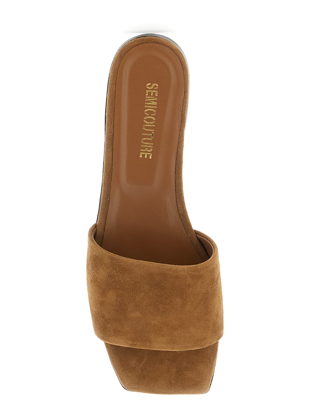 Semicouture Semi Couture Brown Slide Sandals In Suede Woman In Brown