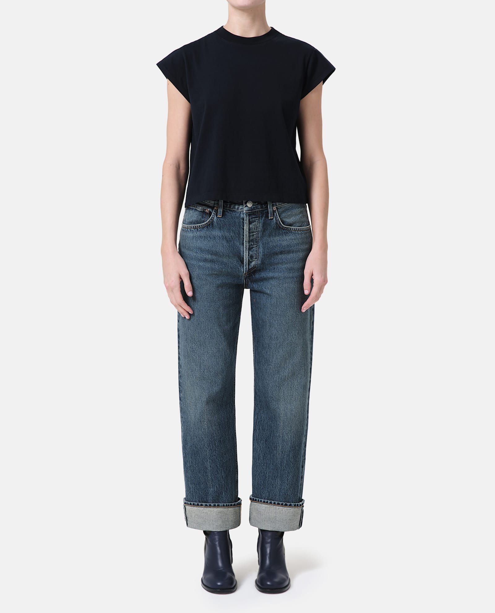 Shop Agolde Fran Dwell Denim Pants In Blue