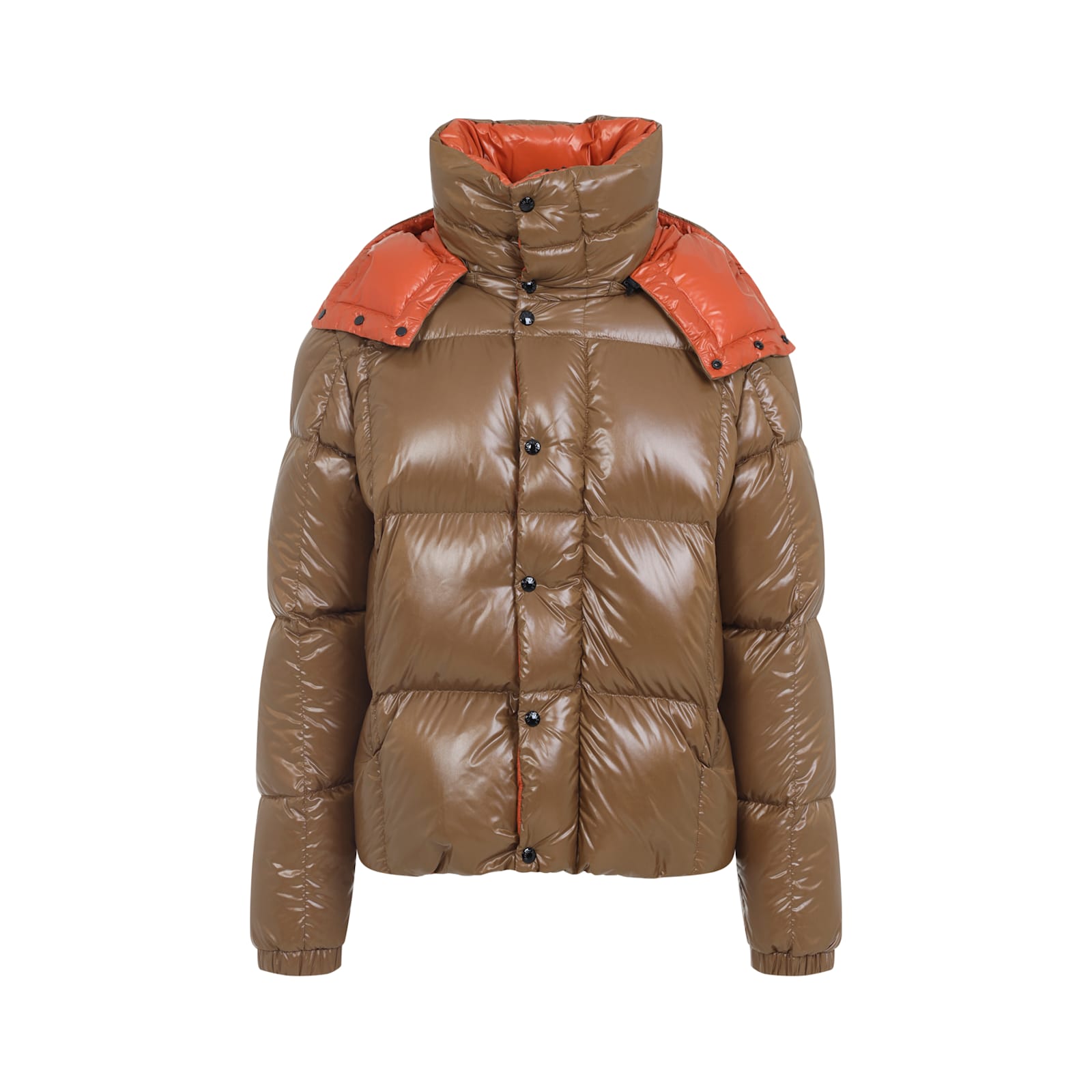 Moncler Parana Hooded Cropped Down Jacket In Brown
