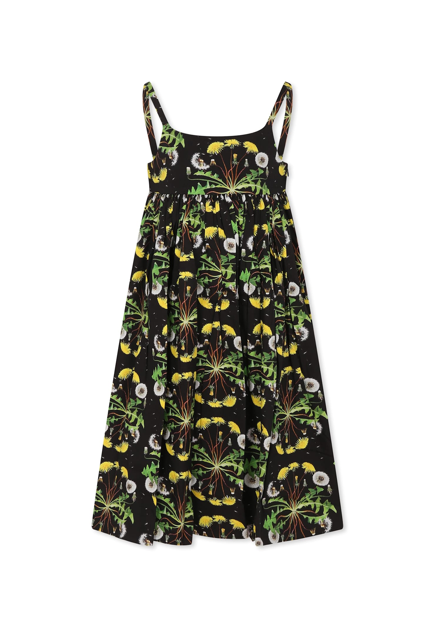 Molo Black Dress For Girl With Flowers In Black