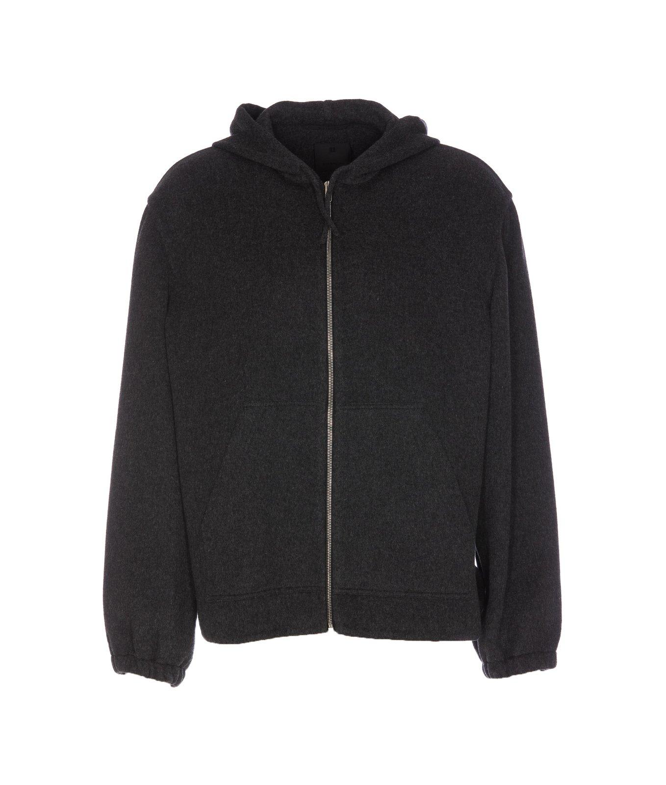 Givenchy Zip-up Hooded Jacket In Grey