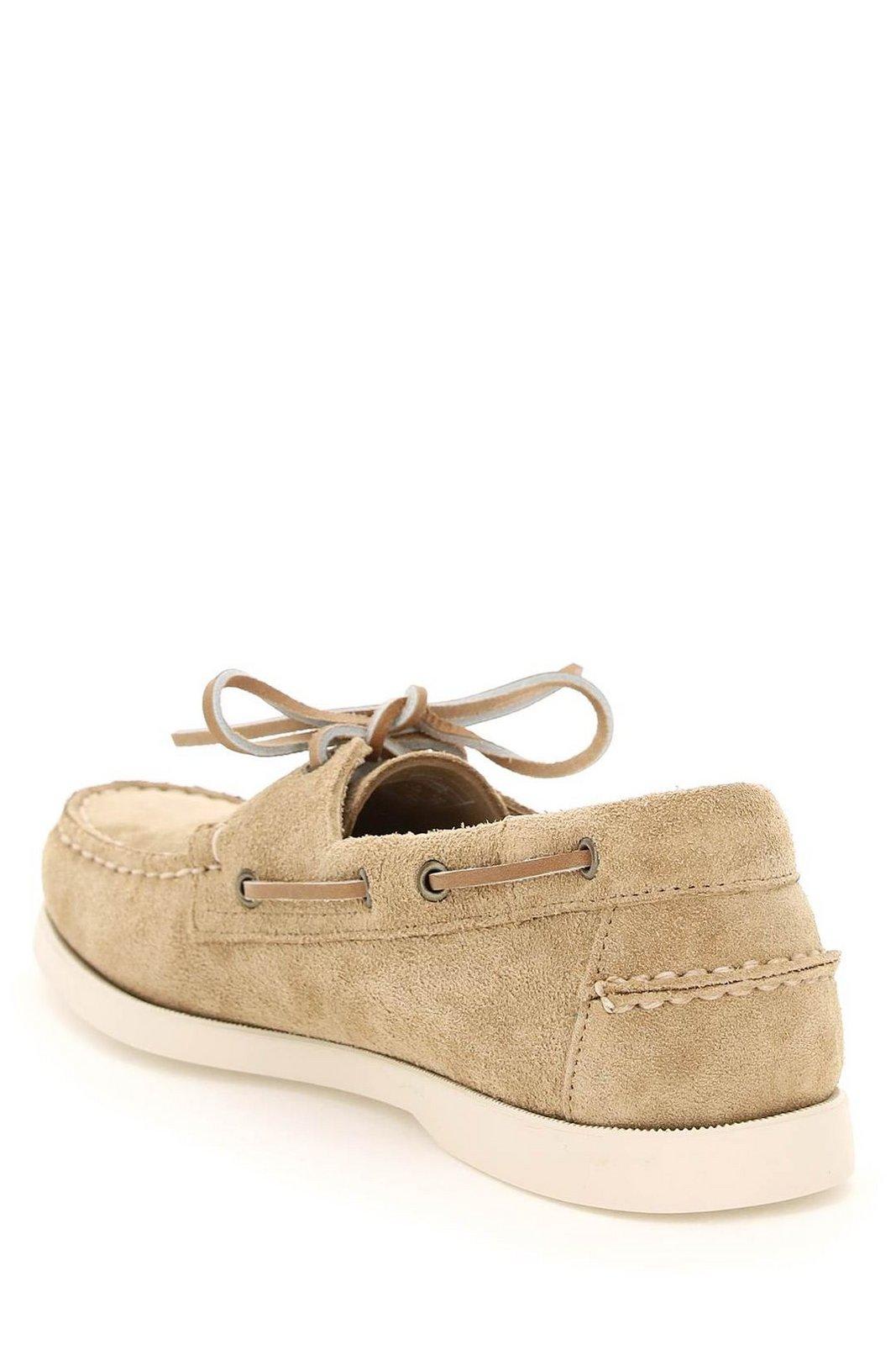Shop Sebago Lace-up Round Toe Boat Shoes In Beige Camel