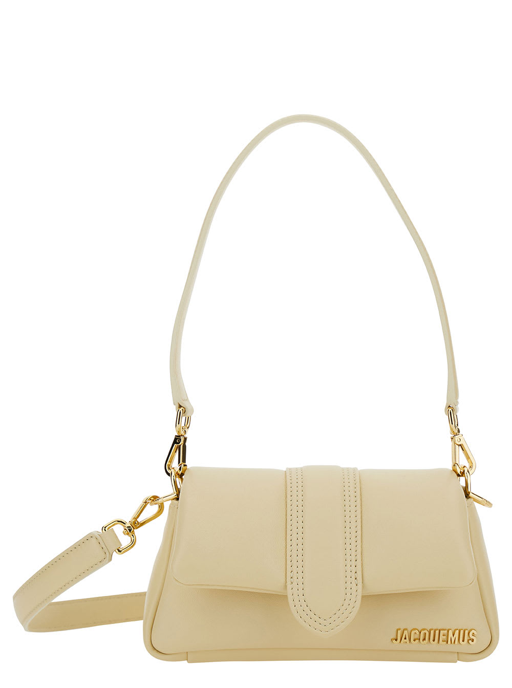 le Petit Bambimou Ivory Shoulder Bag With Logo Detail In Padded Leather Woman