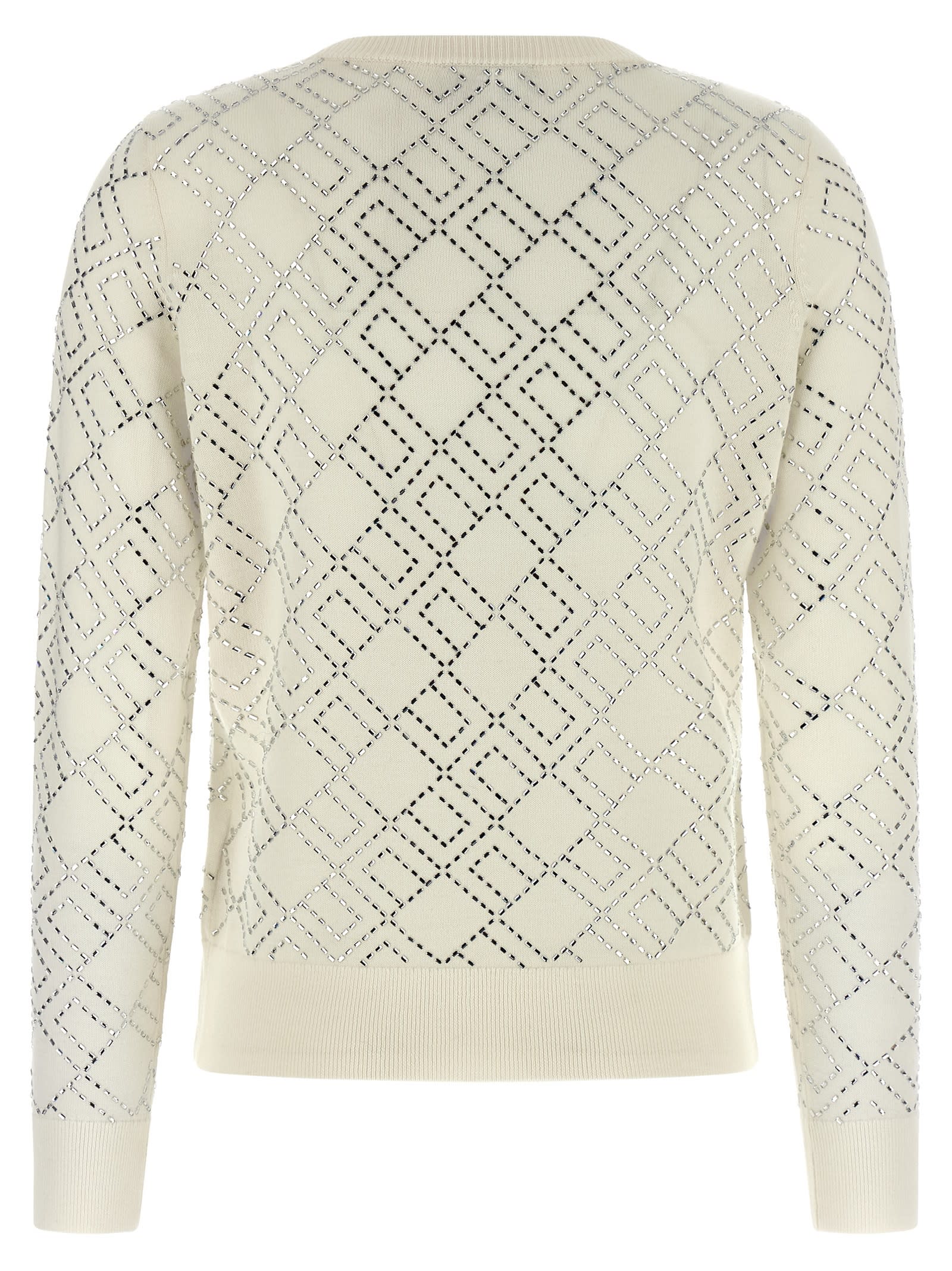 Elisabetta Franchi Crystal Cardigan Sweaters And Cardigans White In Neutral