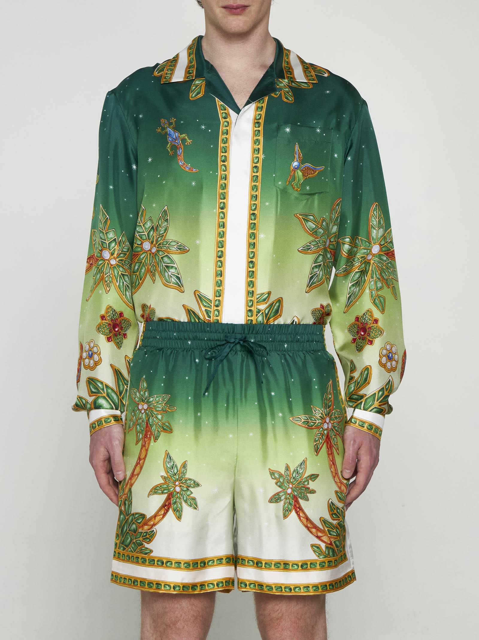 Shop Casablanca Joyaux Dafrique Silk Shorts In Multicolour