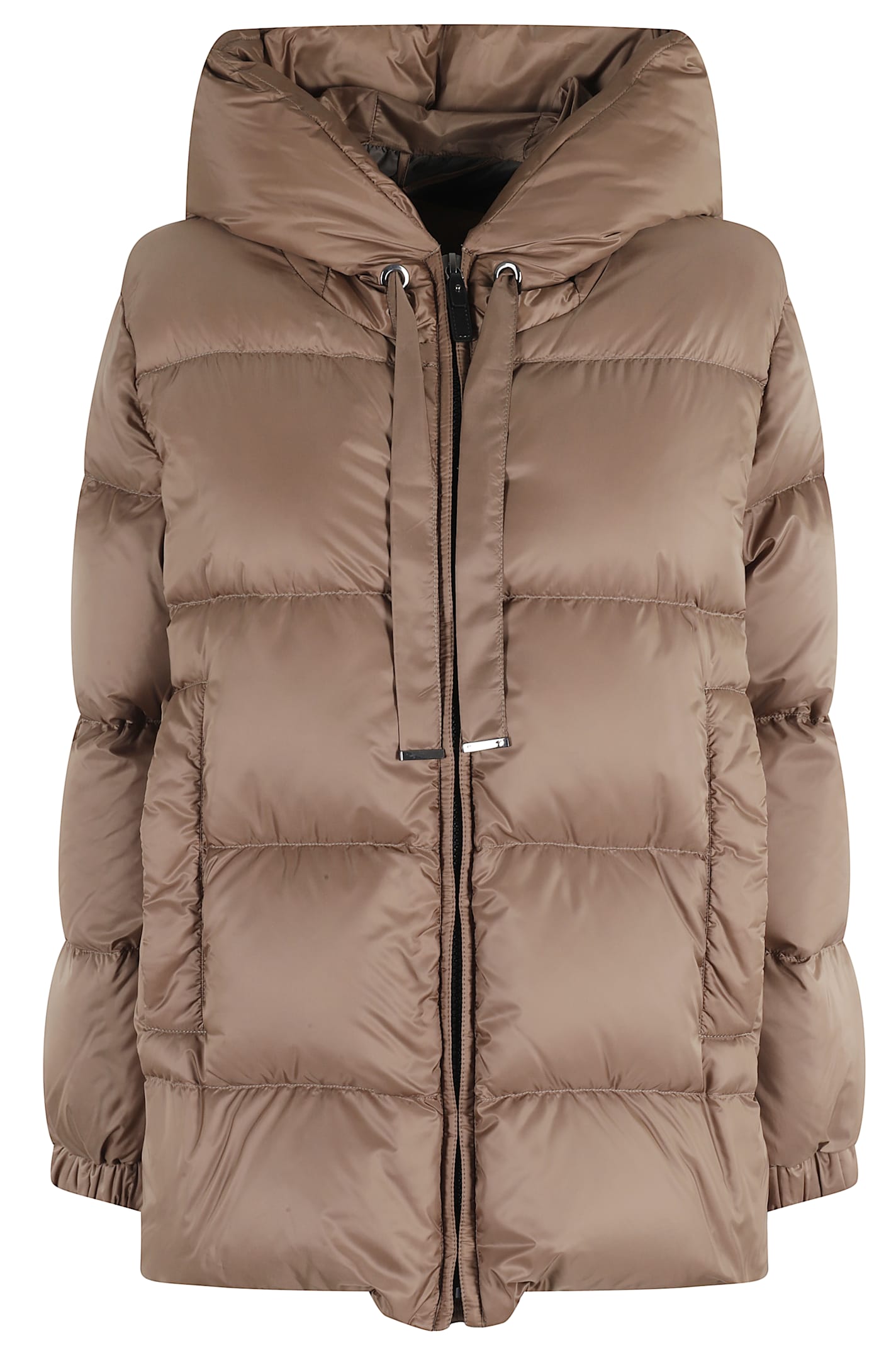 Max Mara The Cube Drop-resistant Canvas Down Jacket In Brown