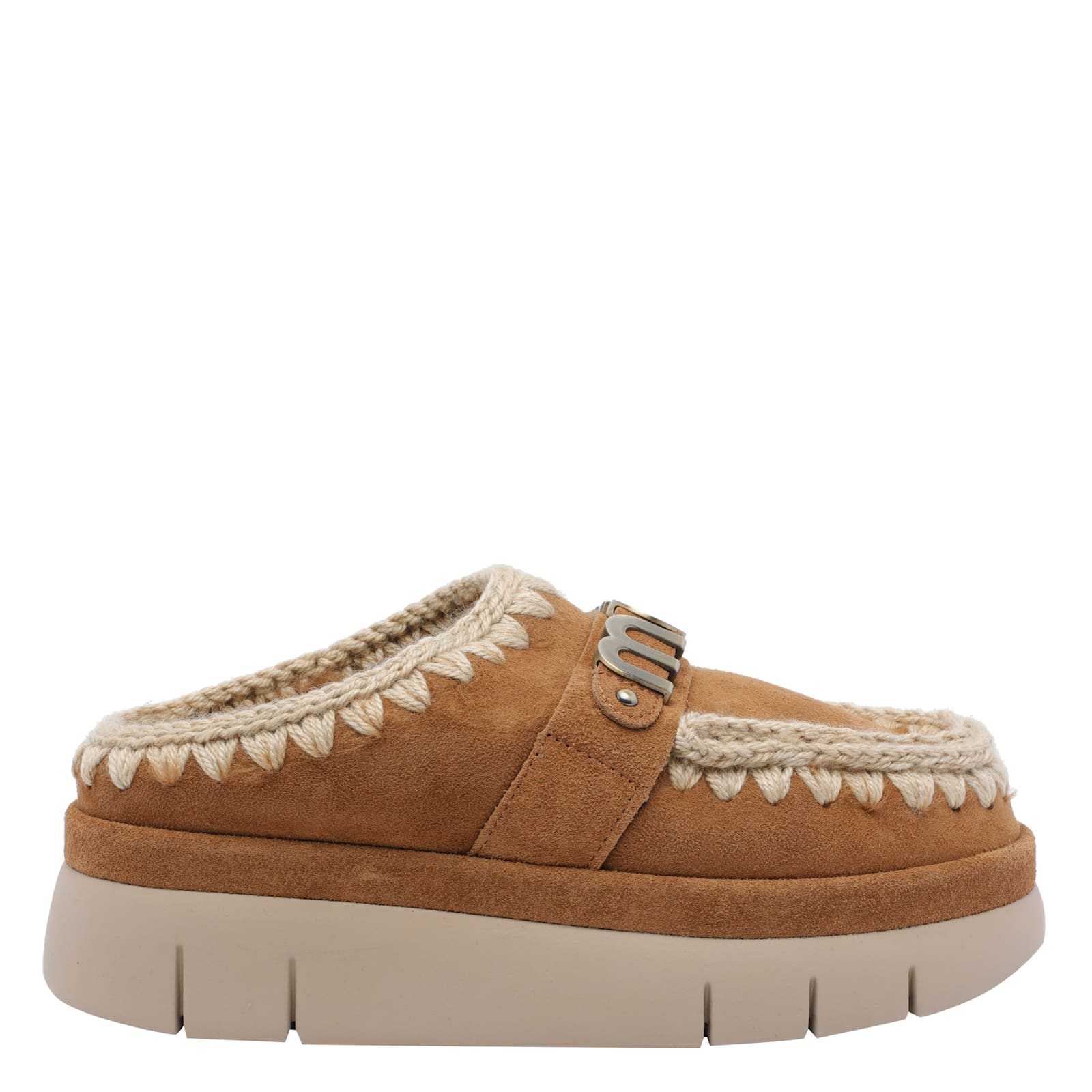 Mou Bounce Double-face Sheepskin Clog In Brown