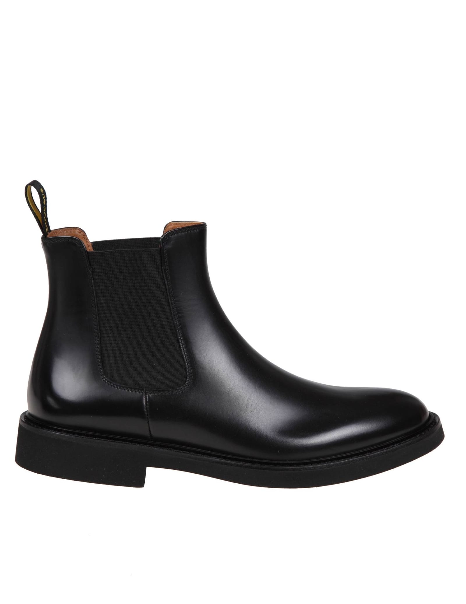 Shop Doucal's Black Leather Chelsea Ankle Boot