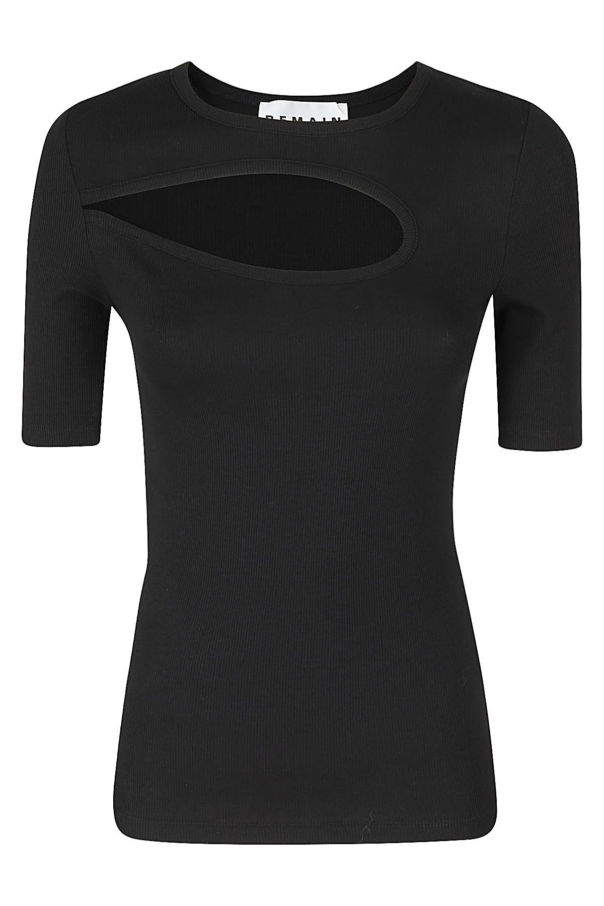 Remain Birger Christensen Remain Rib Cut Out T-shirt In Black