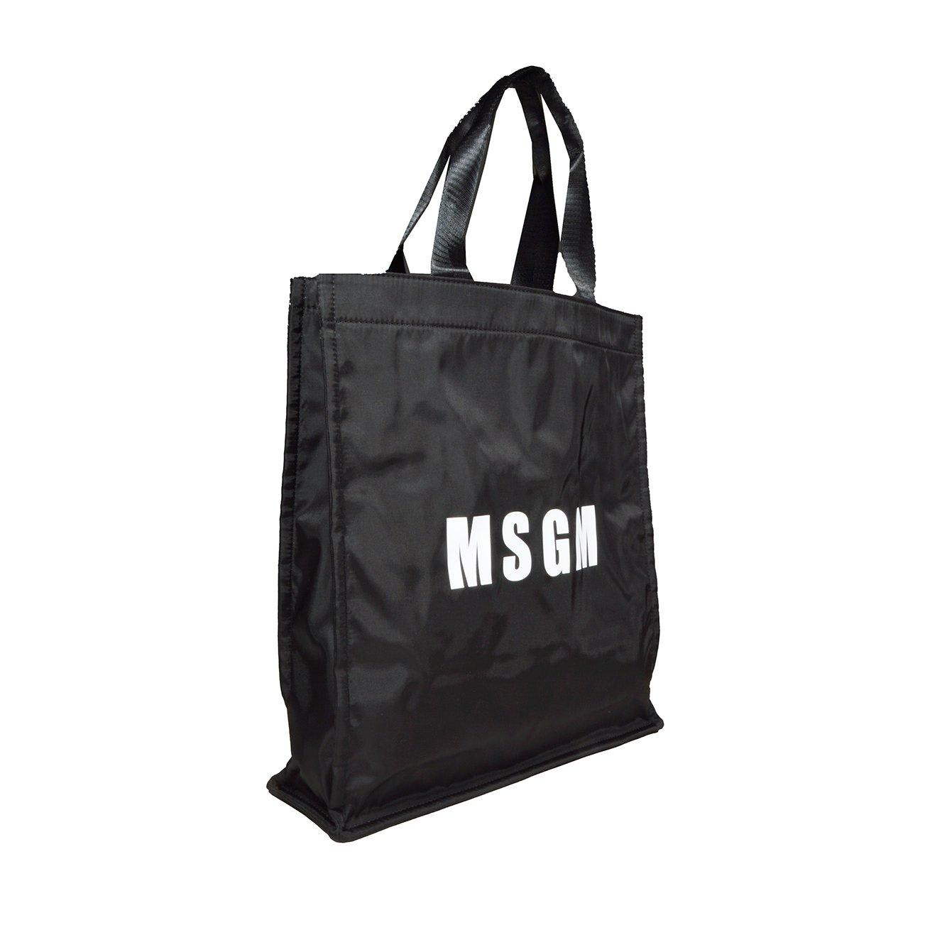 Shop Msgm Logo Printed Top Handle Bag In Nero