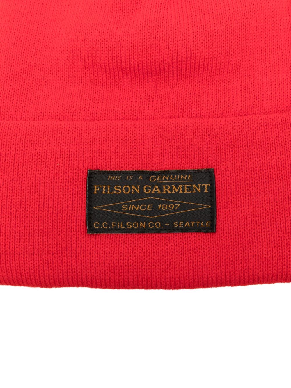 Filson Ballard Watch Logo-patch Beanie In Red