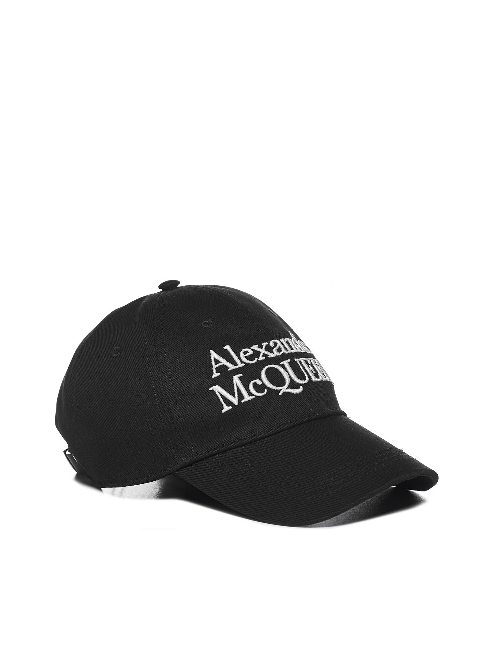 Alexander Mcqueen Embroidered Cotton-twill Baseball Cap In Black/ivory