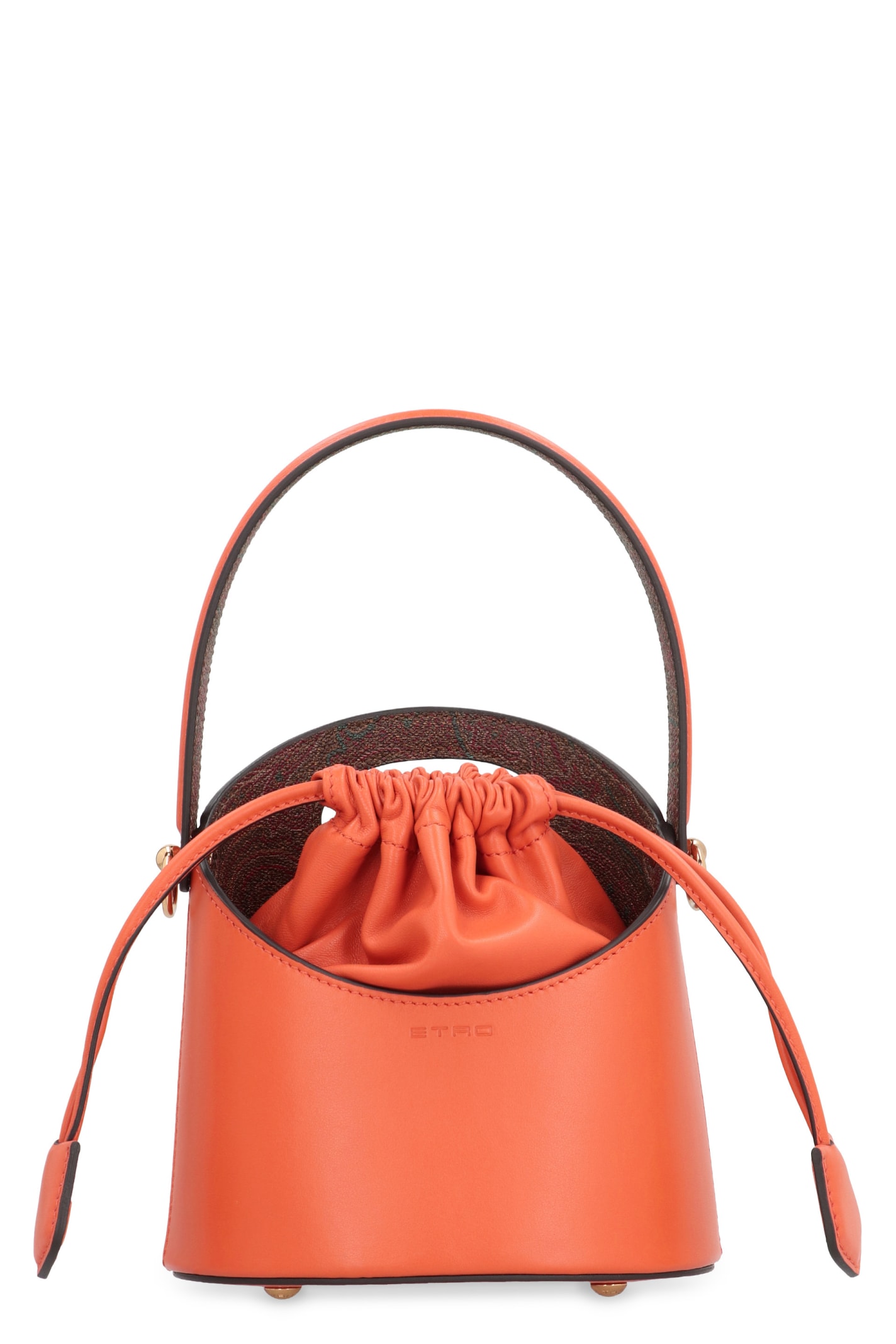 Shop Etro Saturno Mini Bucket Bag In Orange