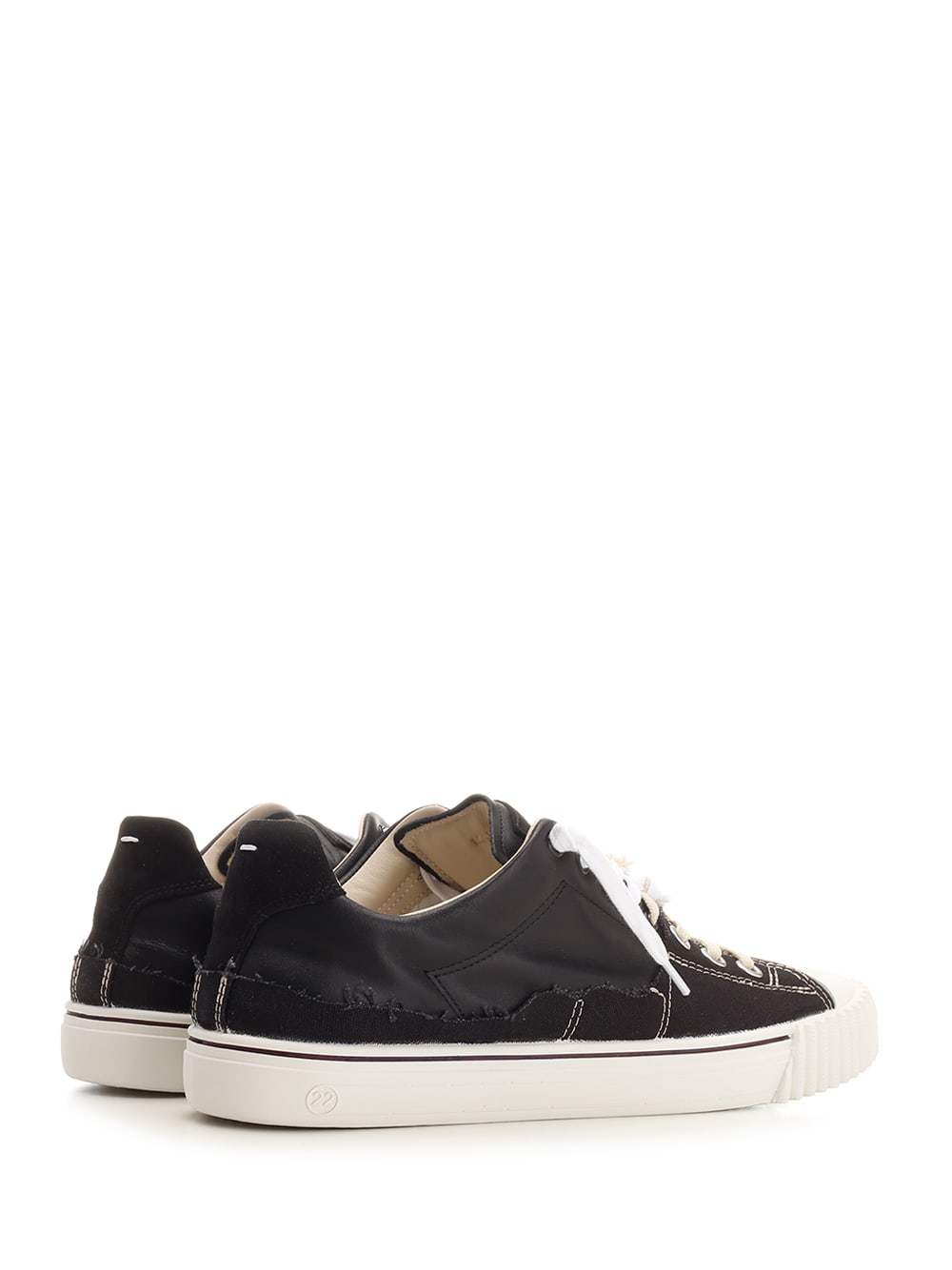 Shop Maison Margiela Layered Lace-up Sneakers In Black/black