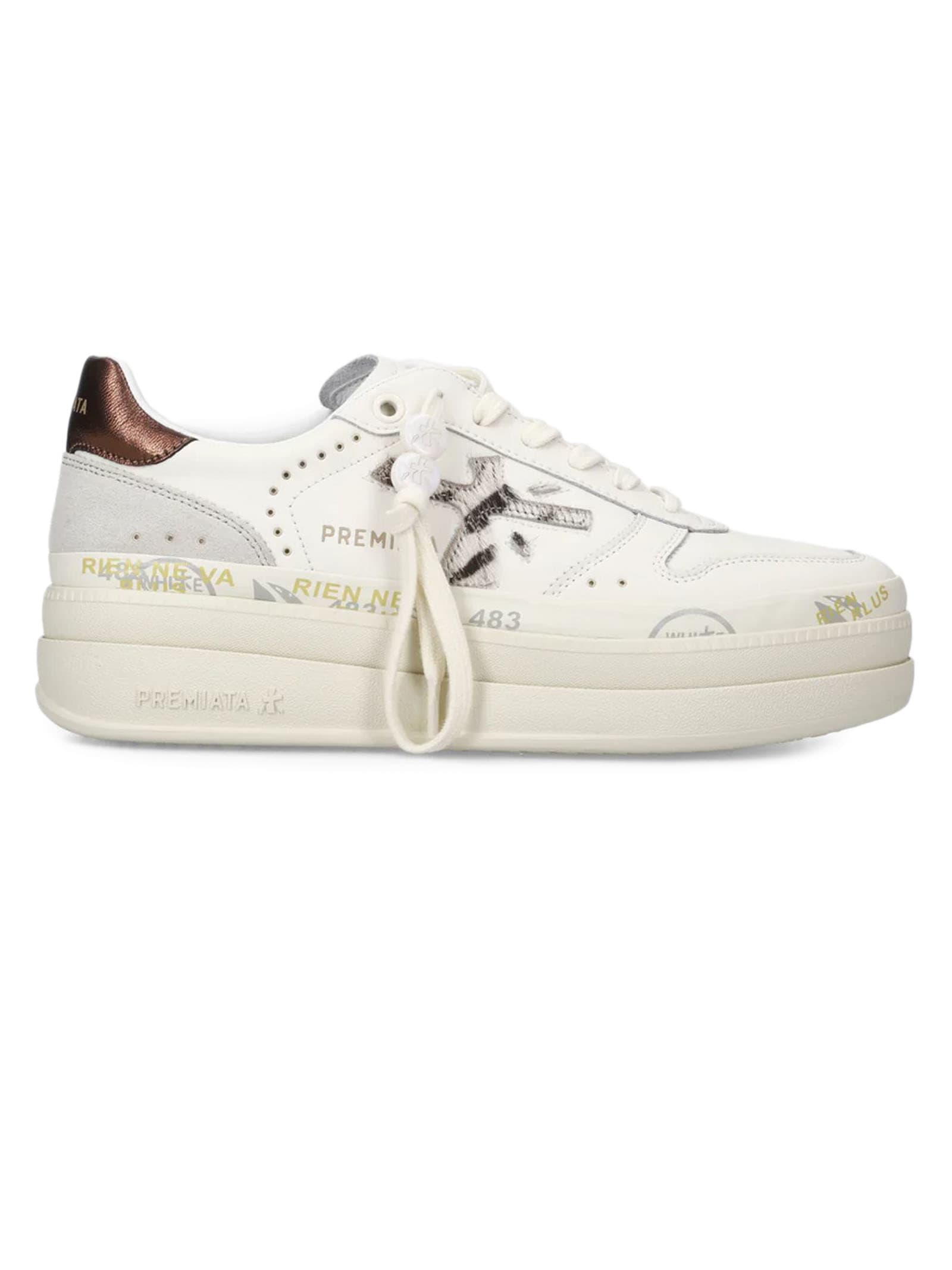 Shop Premiata White Micol Sneakers