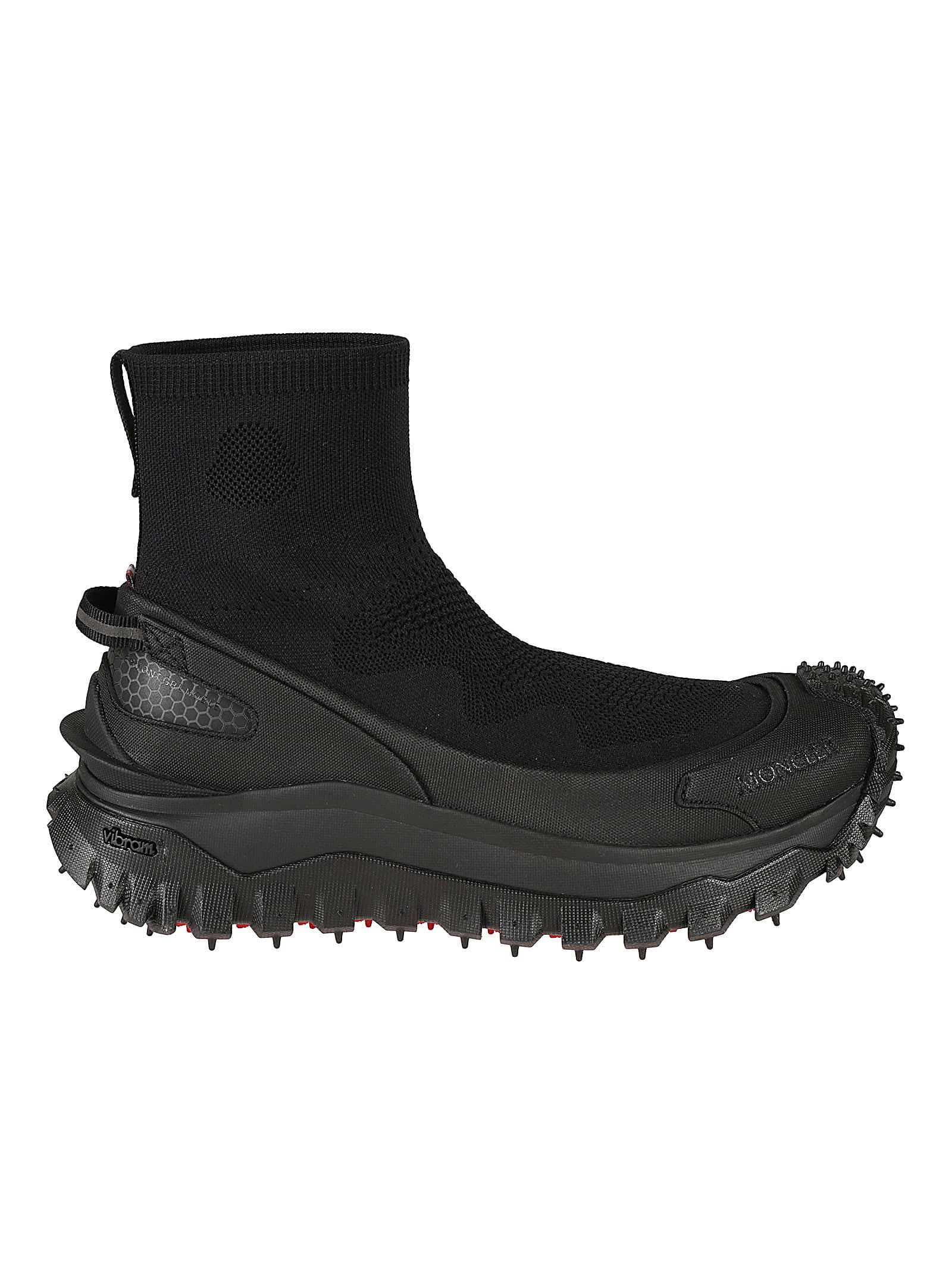Shop Moncler Trailgrip Knit Sneakers In Black