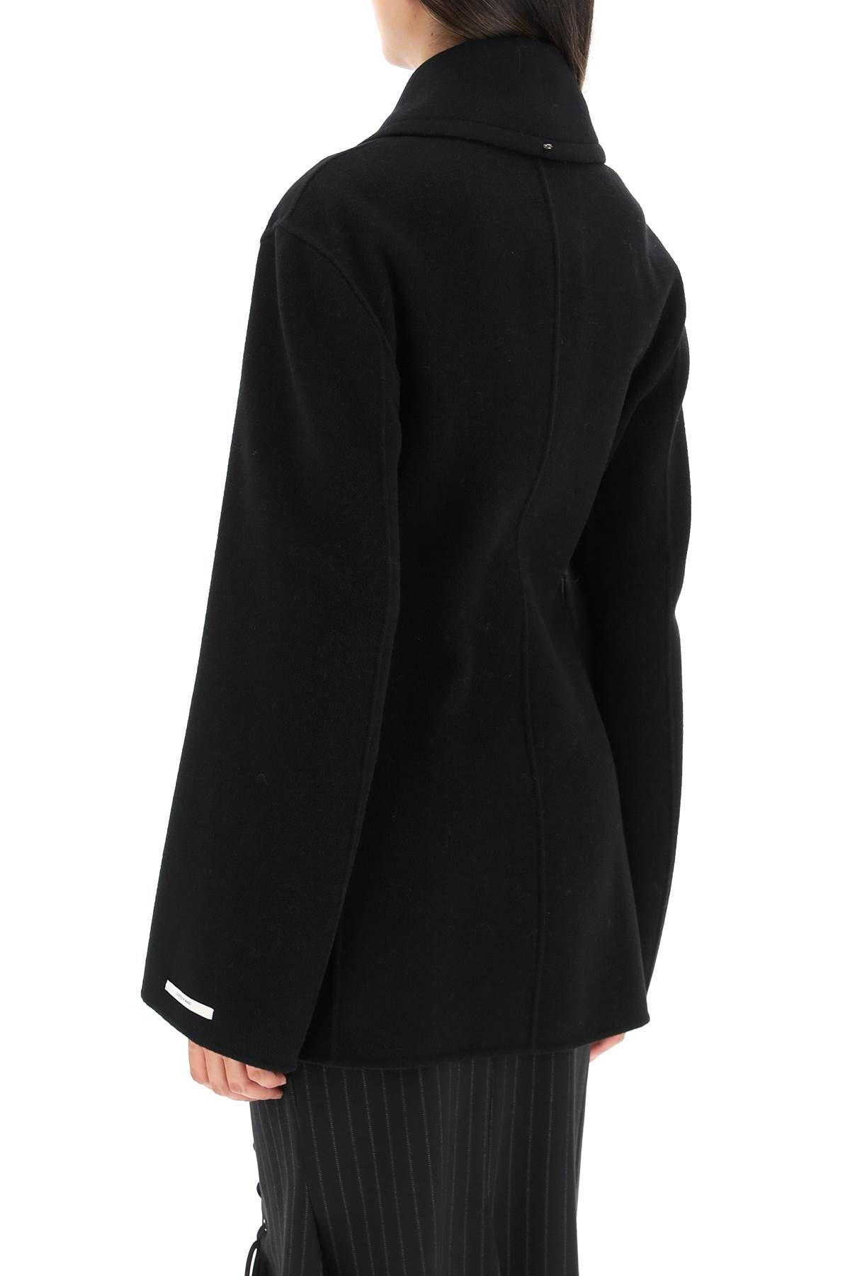 Shop Max Mara Rosano Peacoat In Sable Cashmere In Black