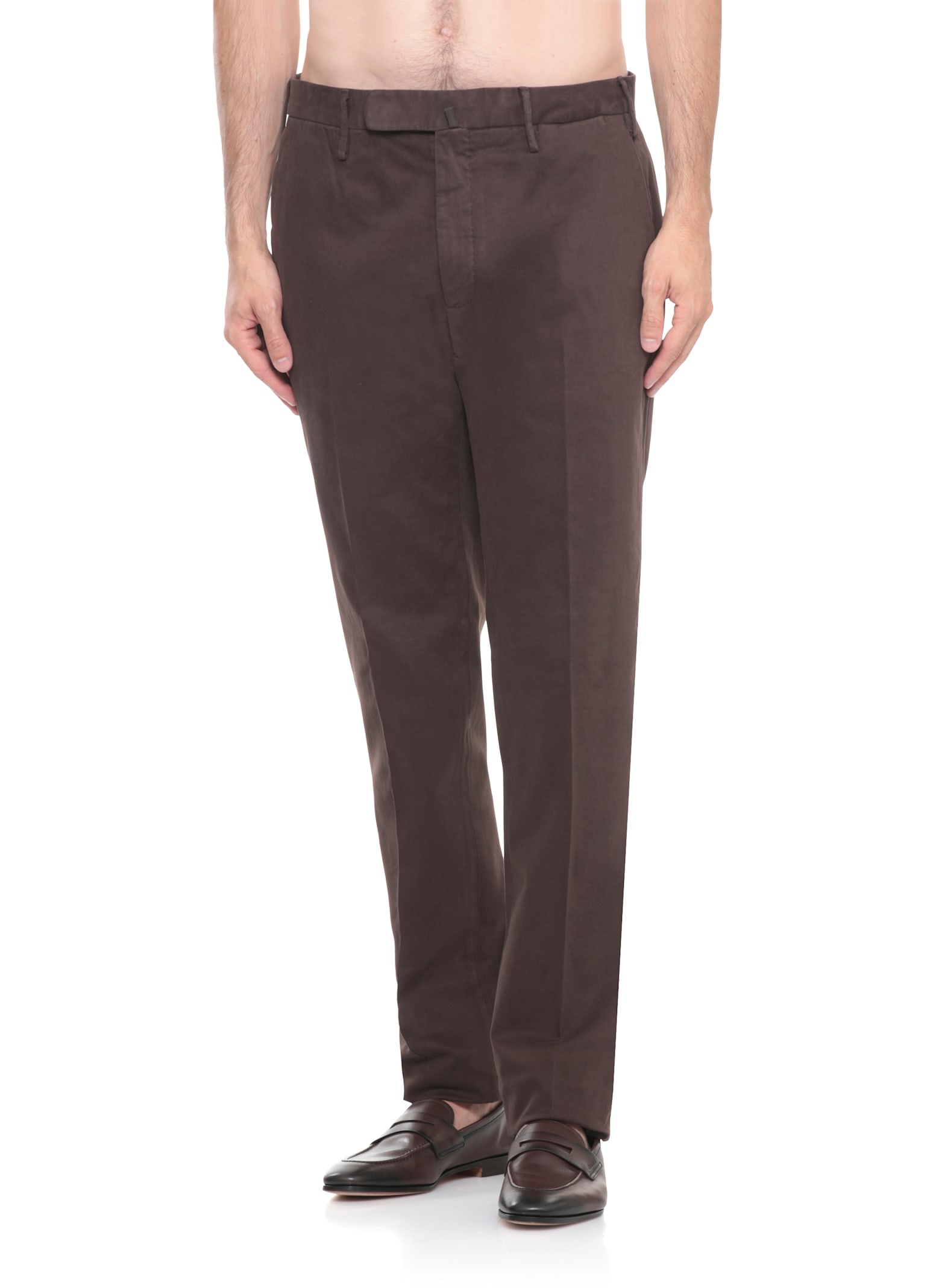 Incotex Straight-leg Brown Cotton Pants With Classic Detailing In Brown