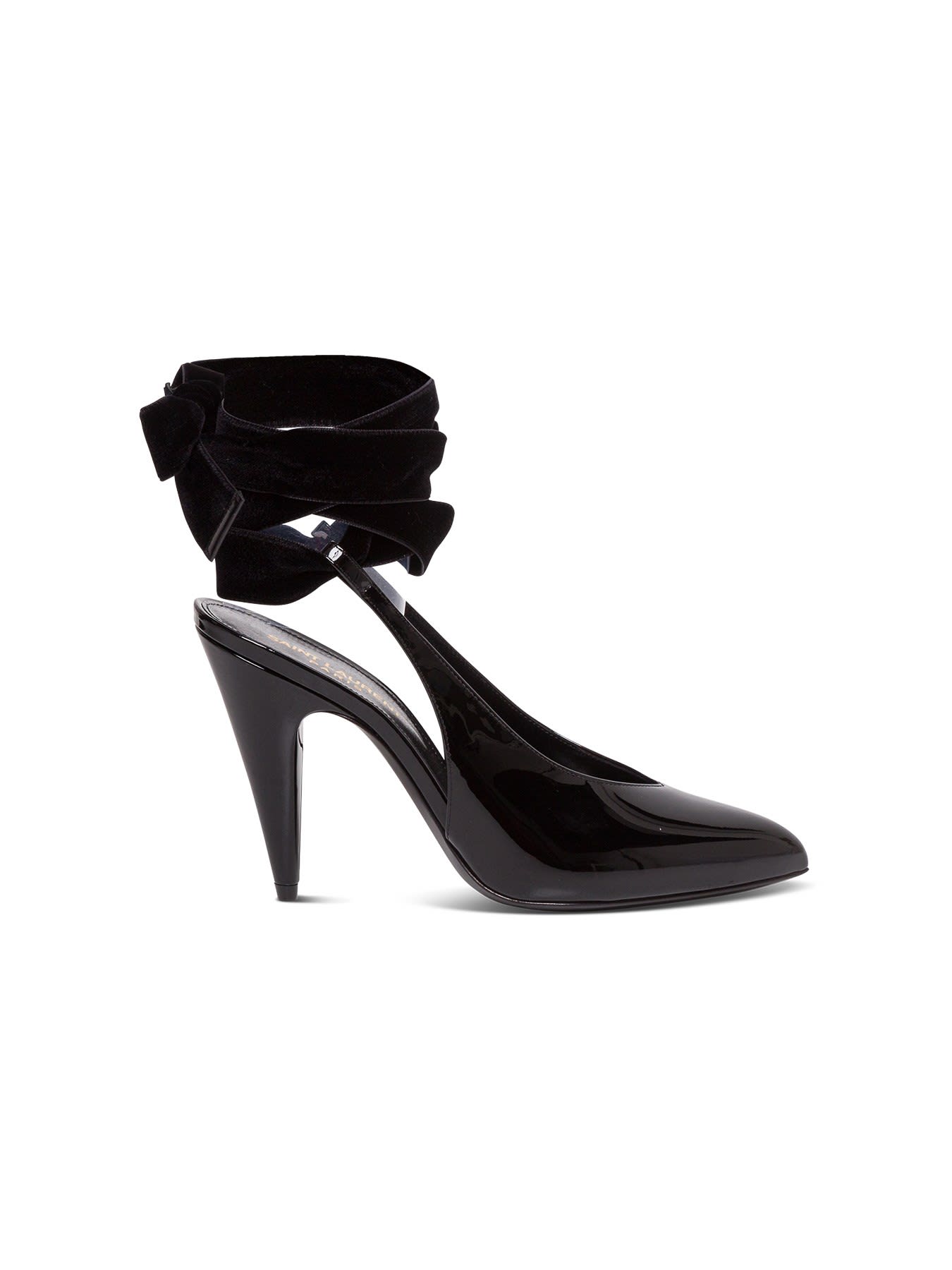 Buy Saint Laurent Kika 95 Slingback In Black Patent online, shop Saint Laurent shoes with free shipping