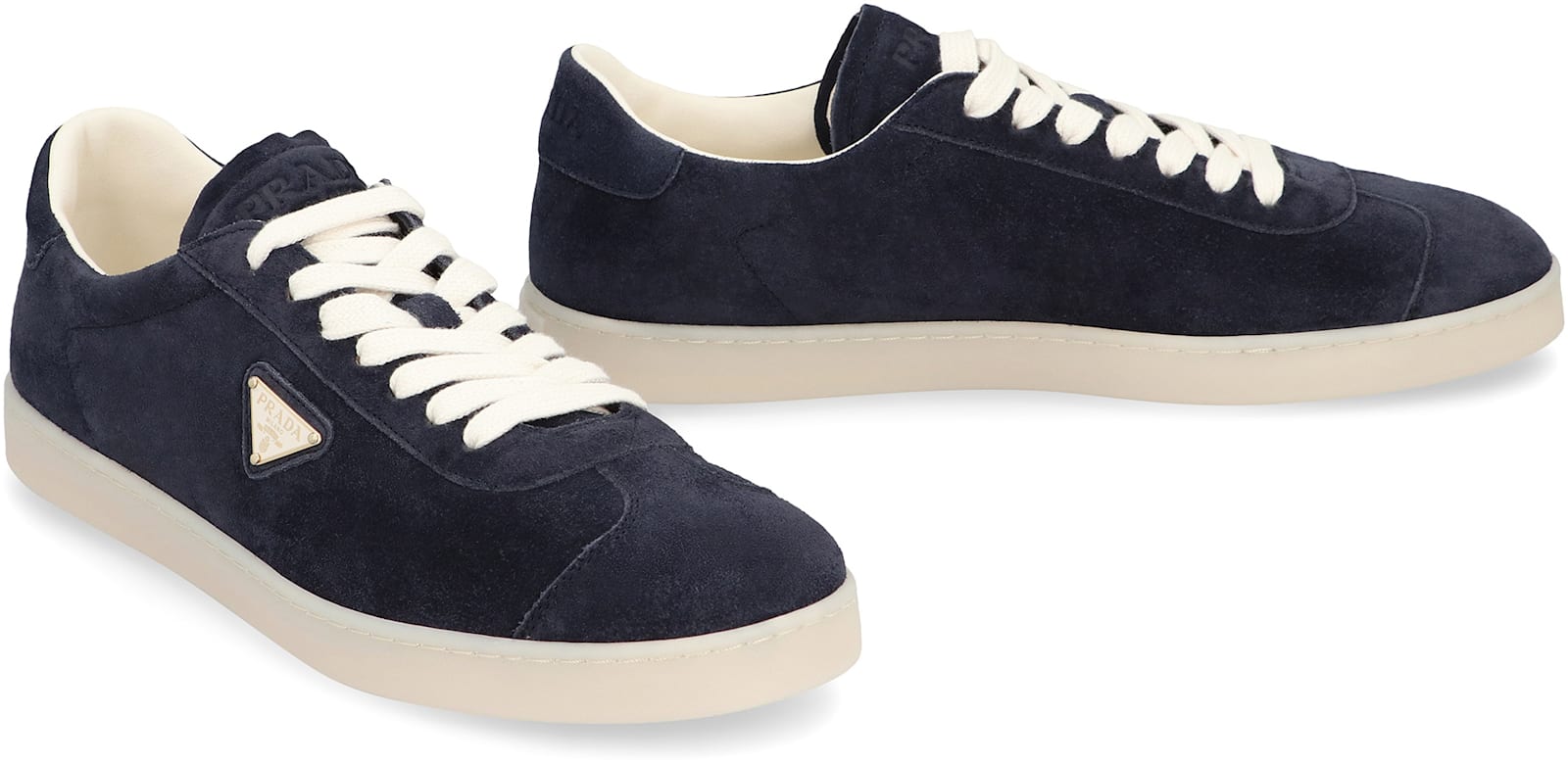 Shop Prada Lane Suede Sneakers In Blue