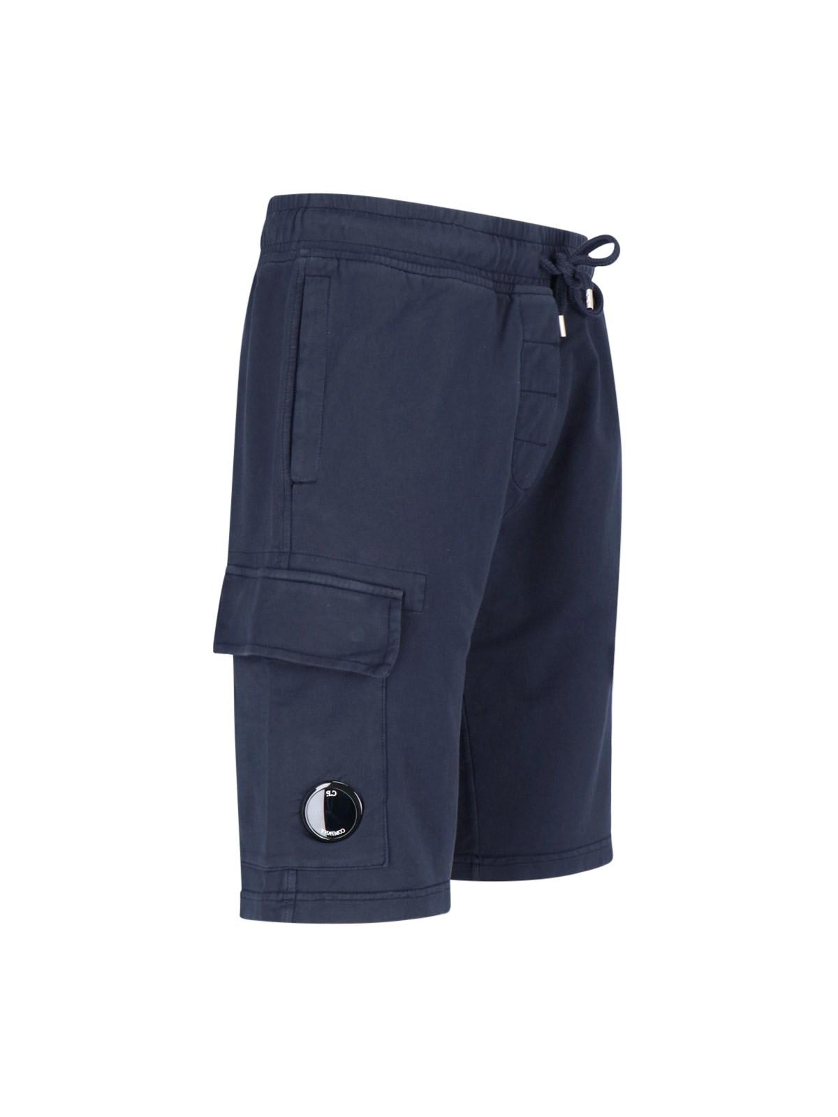 Shop C.p. Company Logo Jogger Shorts Pants In Total Eclipse