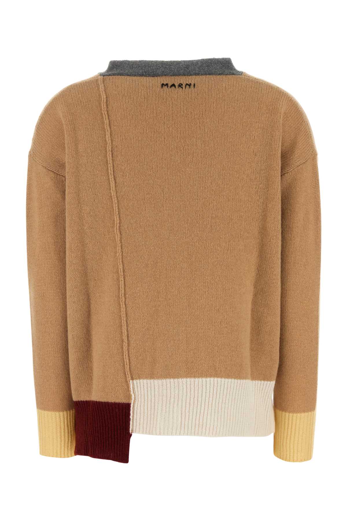 Shop Marni Camel Cashmere Cardigan In Earthofsiena