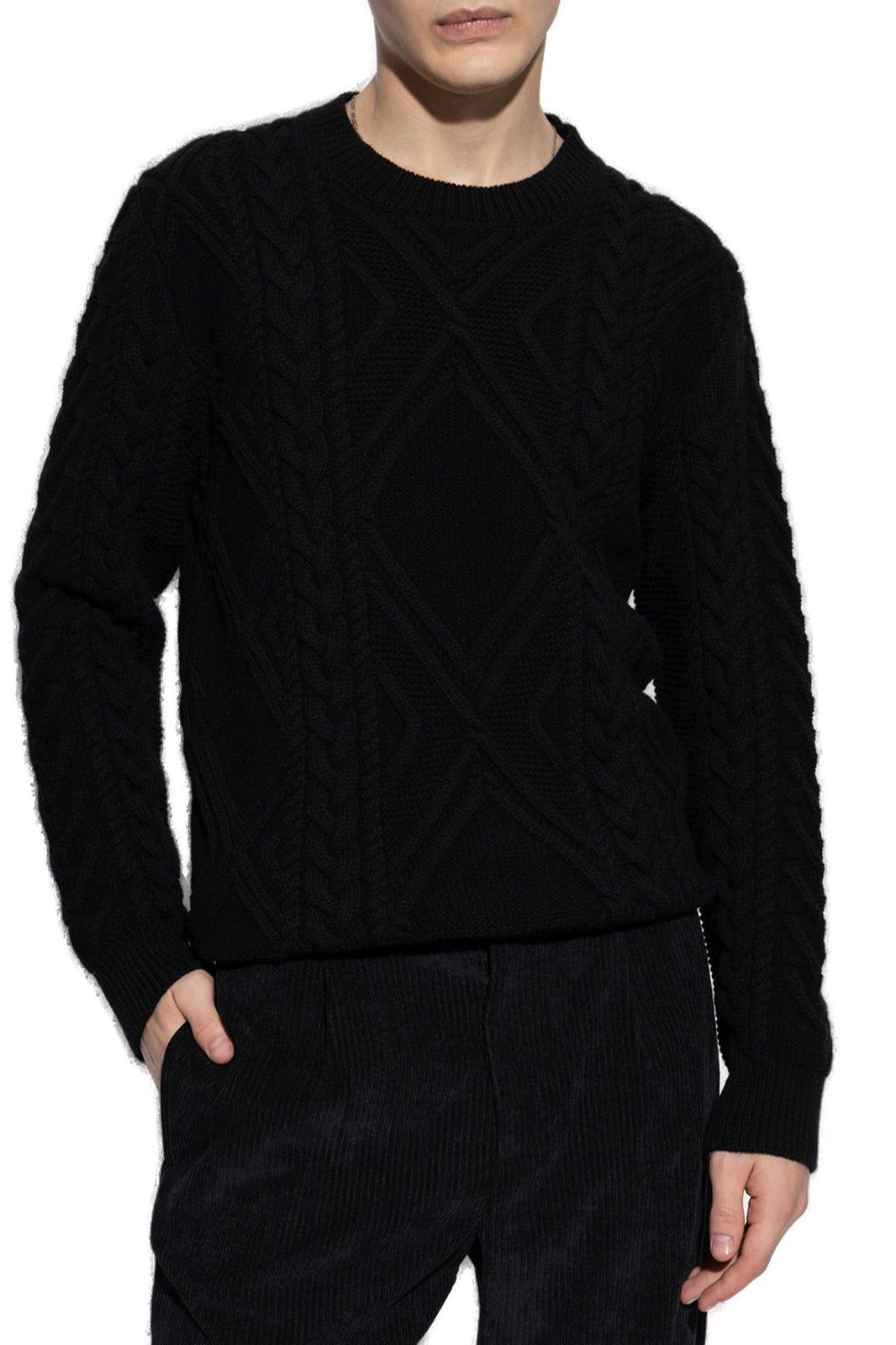 Shop Dolce & Gabbana Cable Knitted Crewneck Jumper In Black