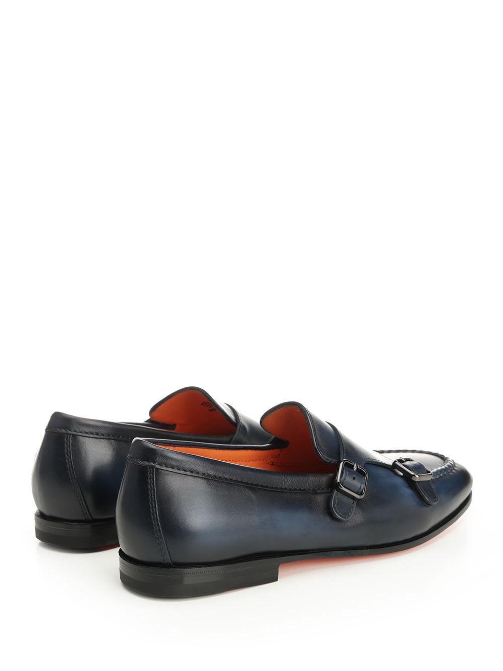 Santoni Black Round Toe Monk Shoes In U60