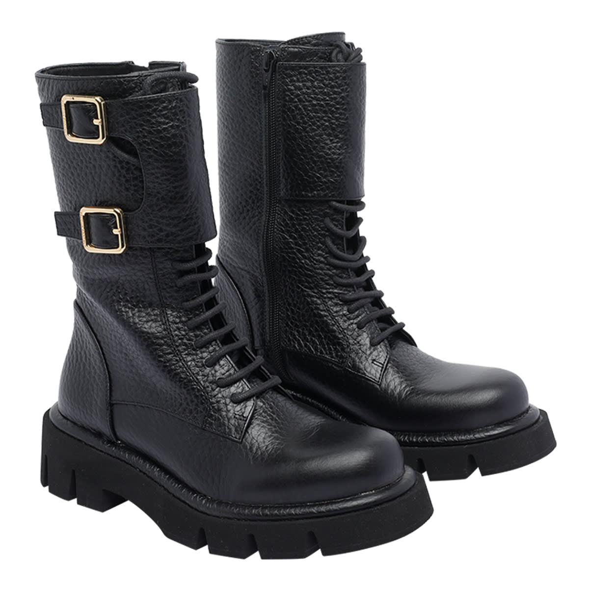 Paloma Barceló Lace-up Buckle Boots In Black