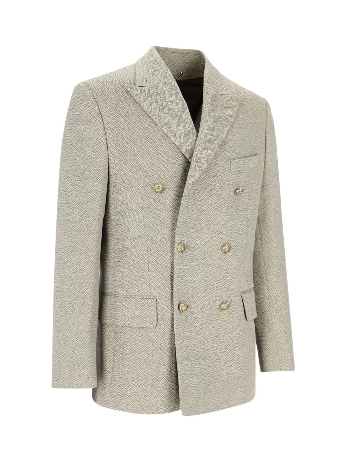 Shop Golden Goose Double-breasted Blazer In Beige