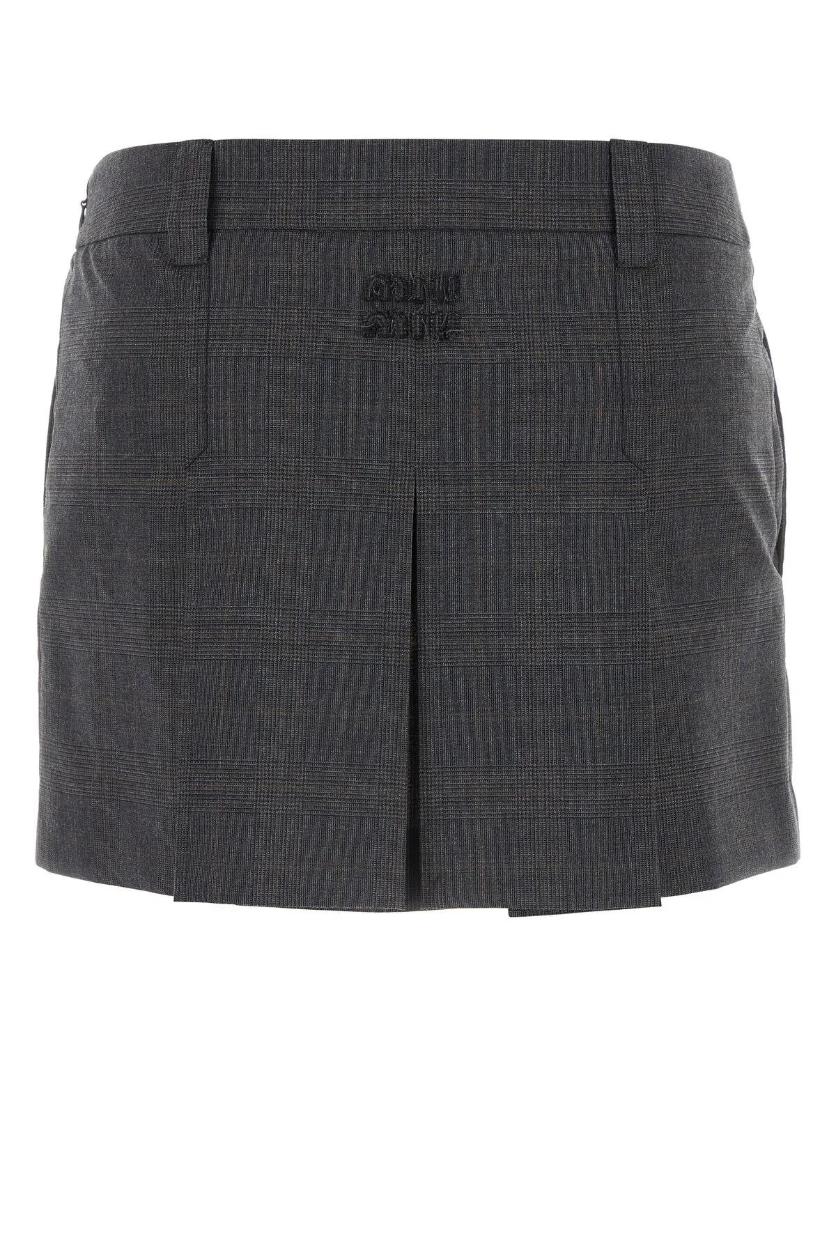 MIU MIU GLENCHECK MINI SKIRT