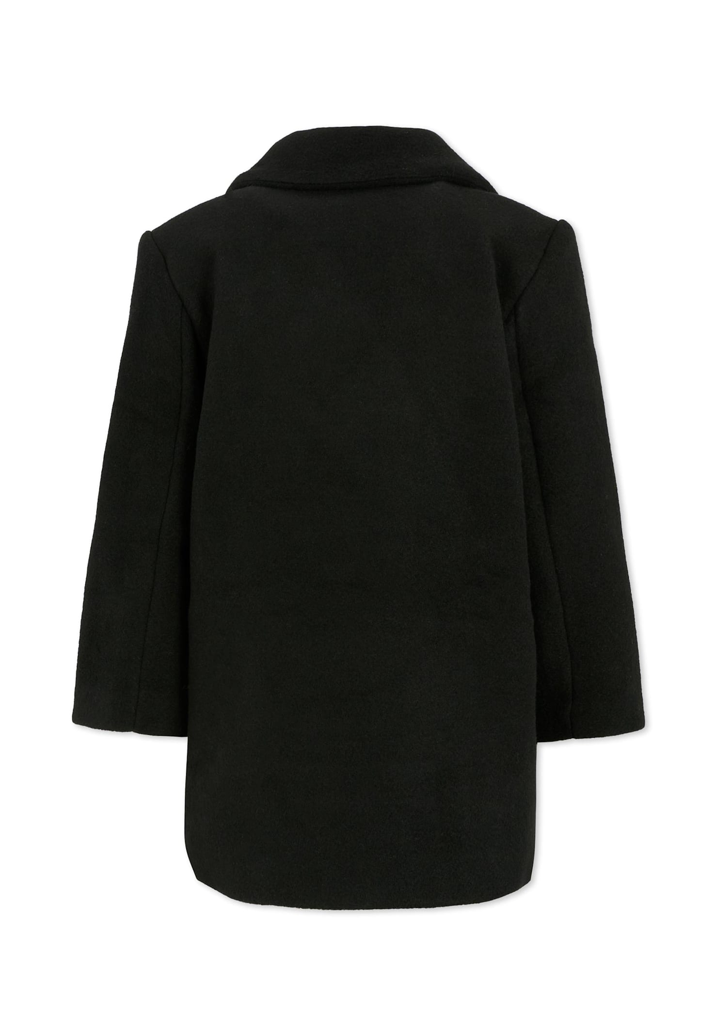 Karl Lagerfeld Black Coat For Girl With Logo In Black