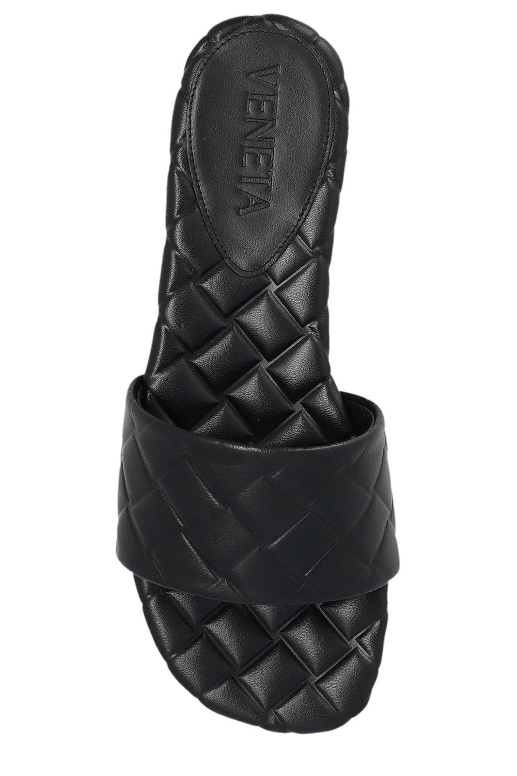 Shop Bottega Veneta Quilted Slip-on Sandals In Black