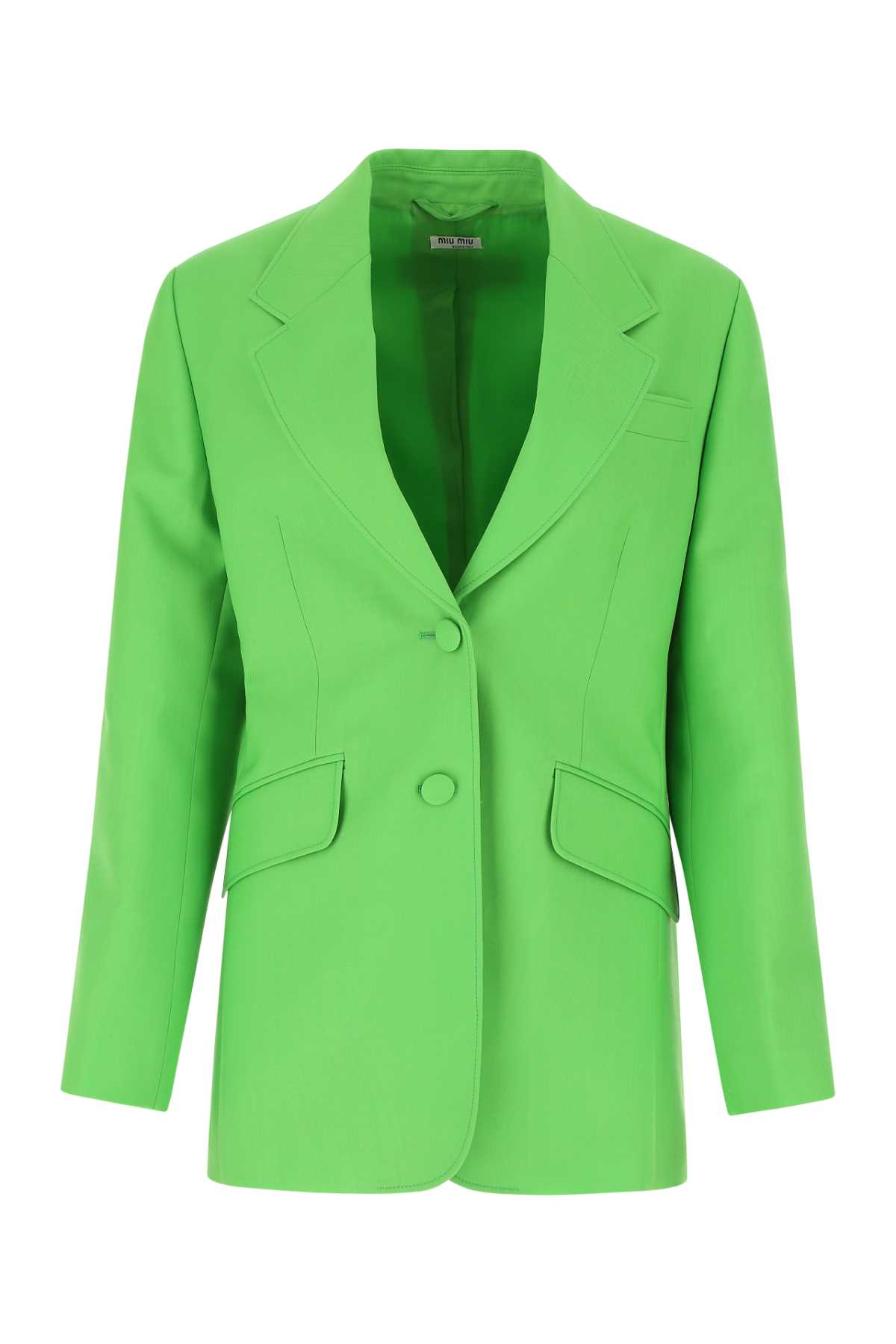 Shop Miu Miu Green Wool Blazer In F0225