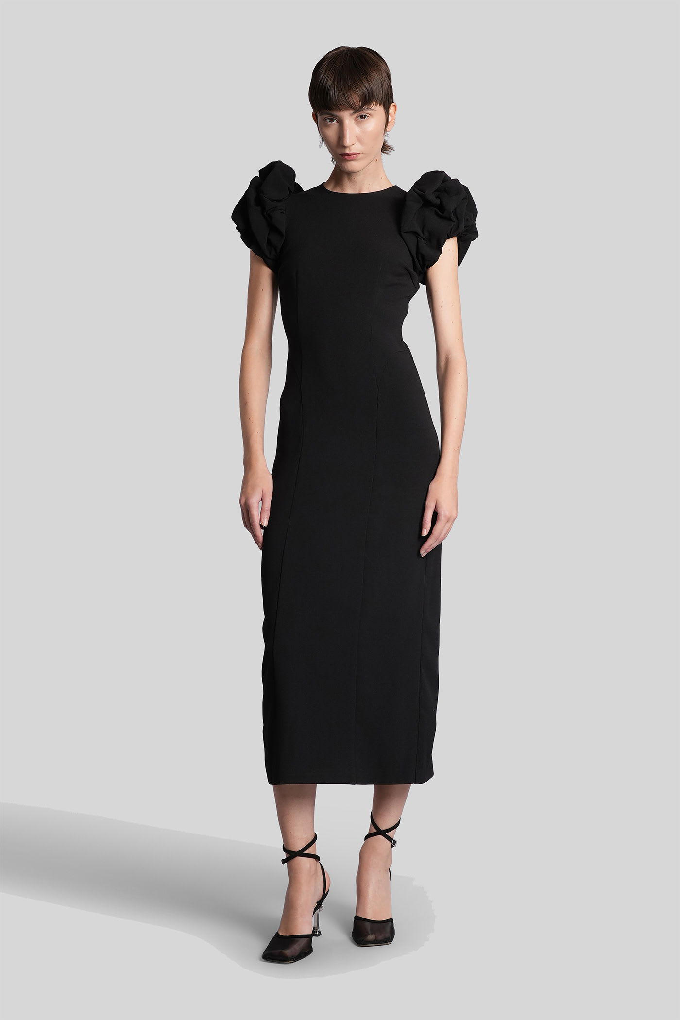 Rotate Birger Christensen Long Dress In Black Polyester In Black