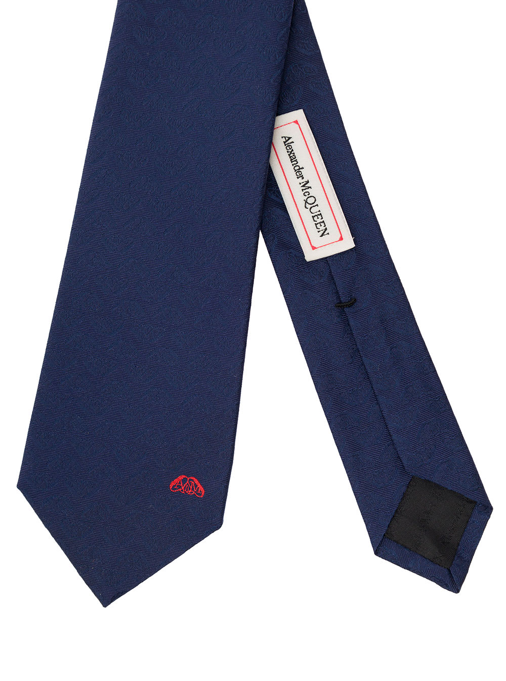 Shop Alexander Mcqueen Blue Pre-tied Tie With Seal Logo Embellishment In Silk Man In Multicolor