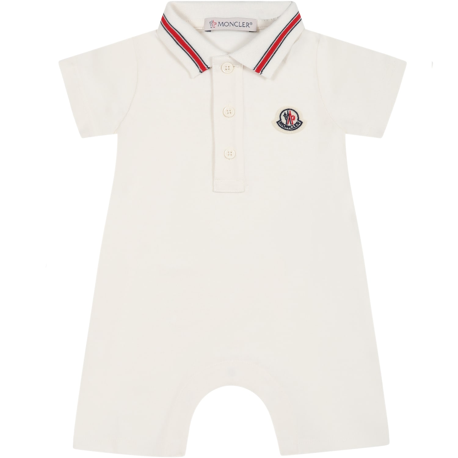 Moncler White Romper For Baby Kids With Logo