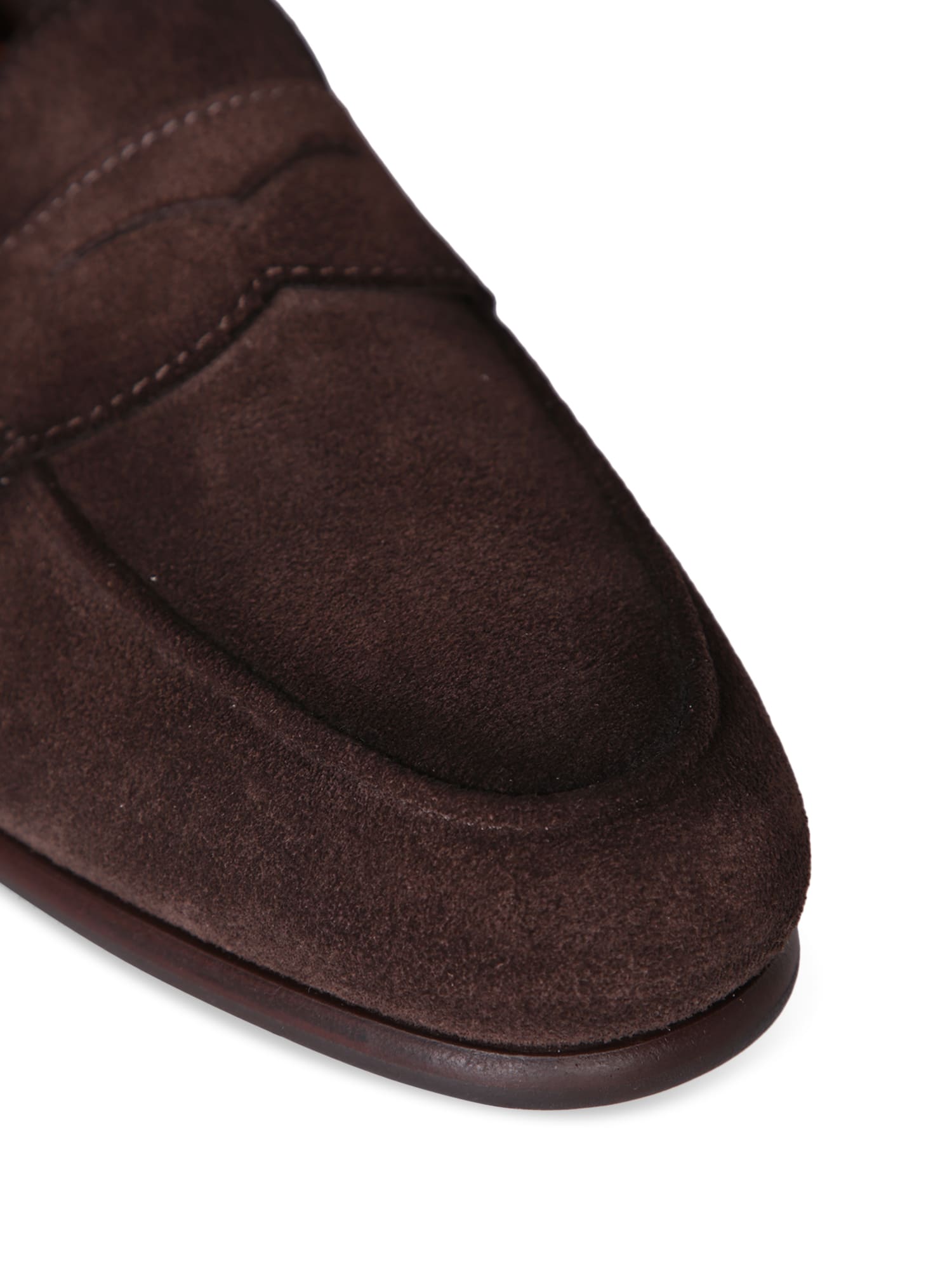 Shop Santoni Carlo Suede Brown Loafers