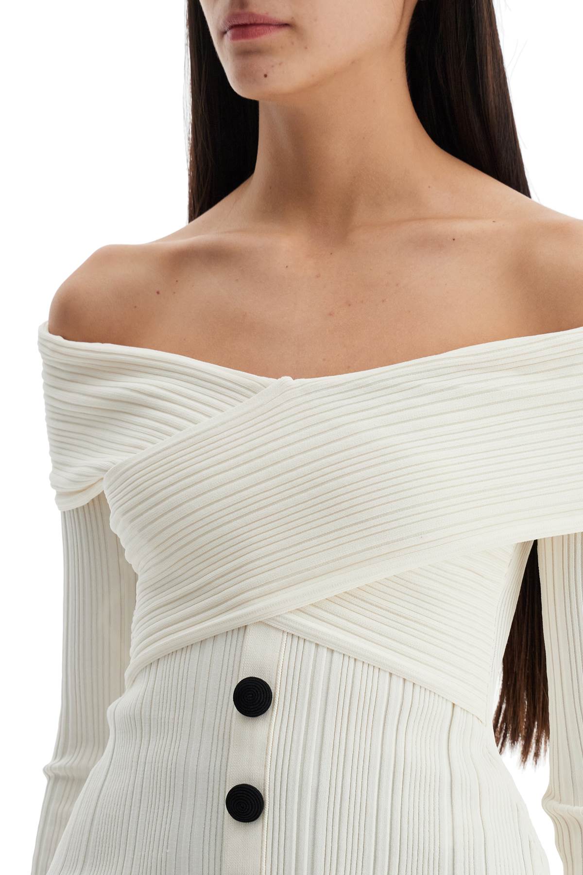 Self-portrait Off-shoulder Knit Top In White