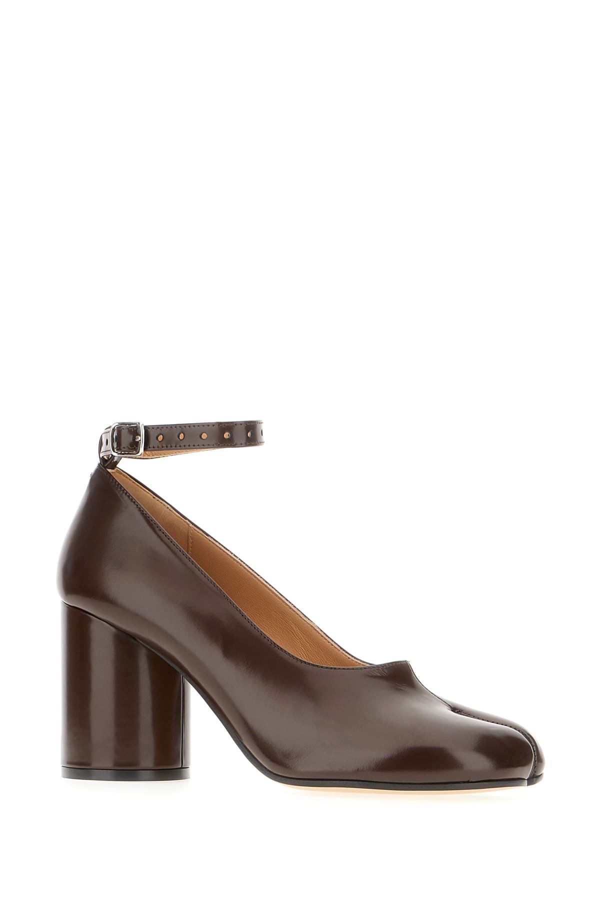 Shop Maison Margiela Chocolate Leather Tabi Pumps In Tmoro