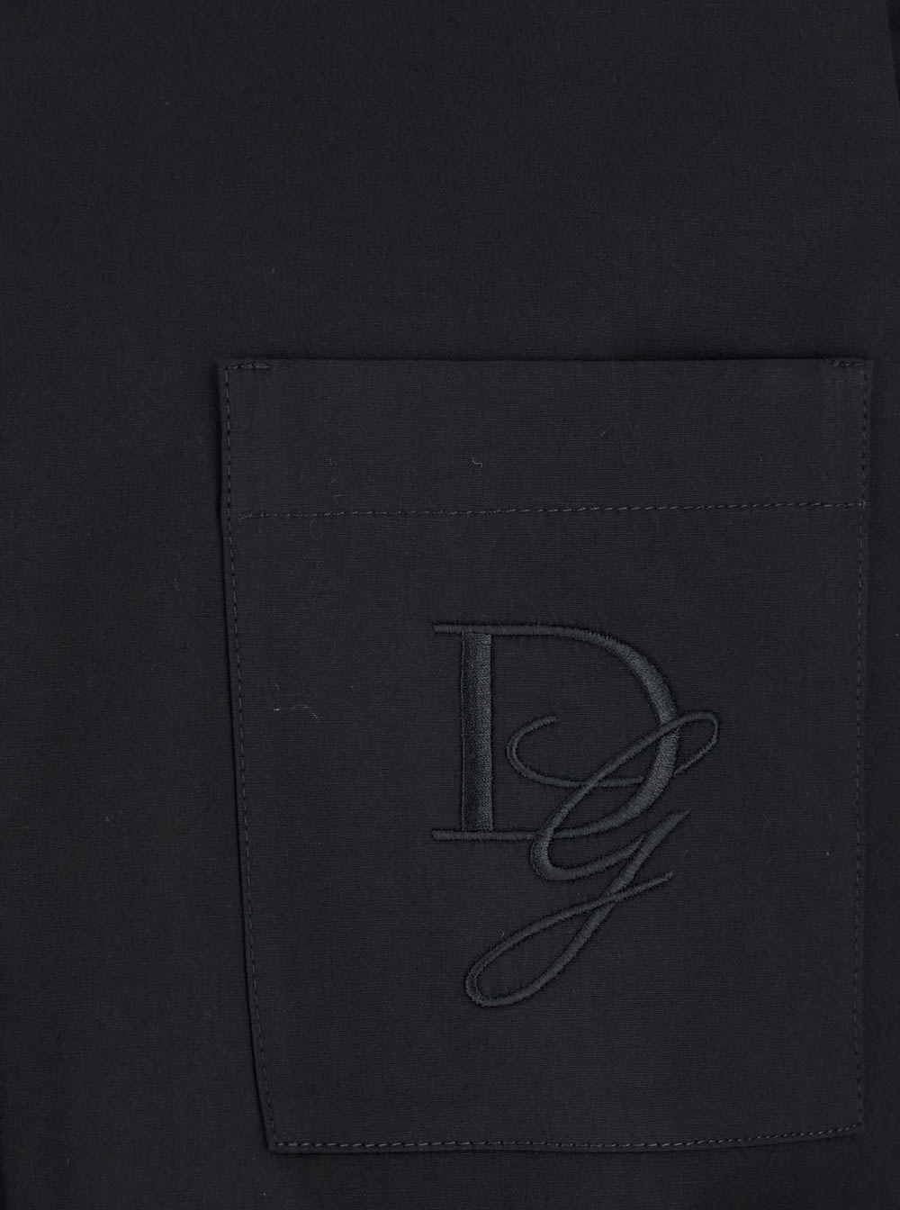 Shop Dolce & Gabbana Black Shirt With Pointed Collar And Logo Detail In Cotton Stretch Man