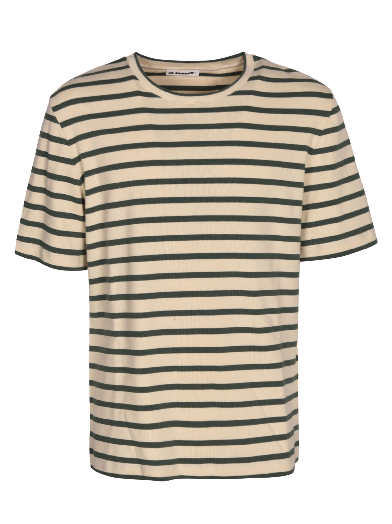 Jil Sander T-shirts LOGO PATCH STRIPED T-SHIRT