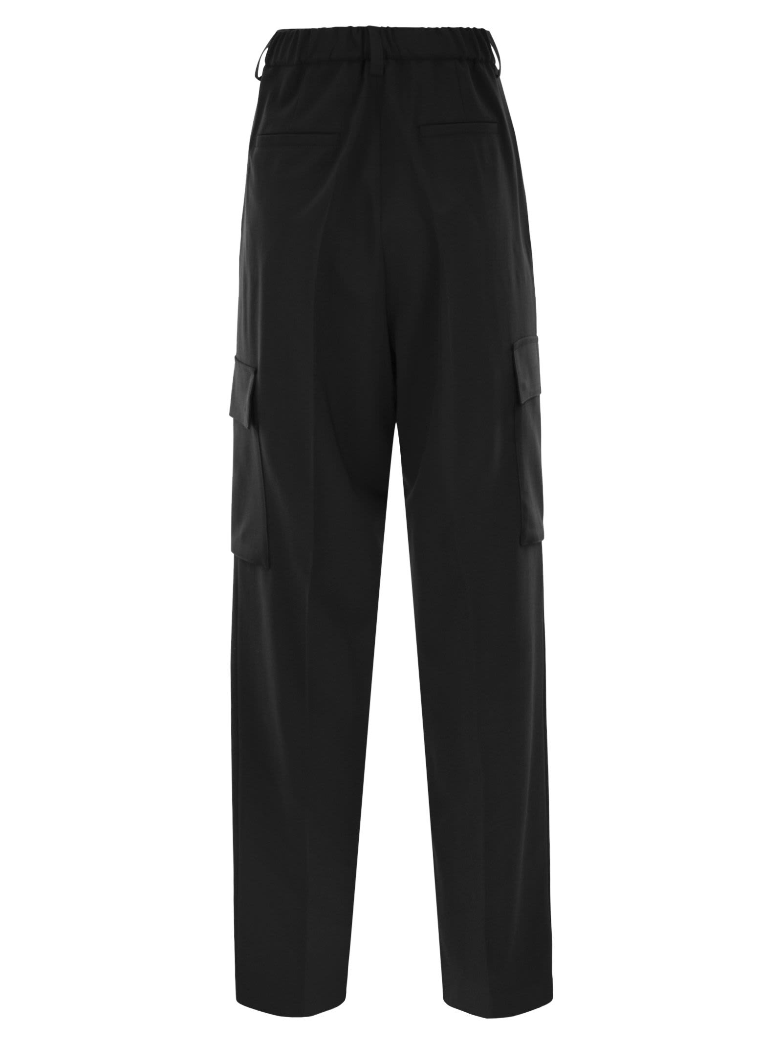 Herno Women Soft Wool Cargo Pants In Black