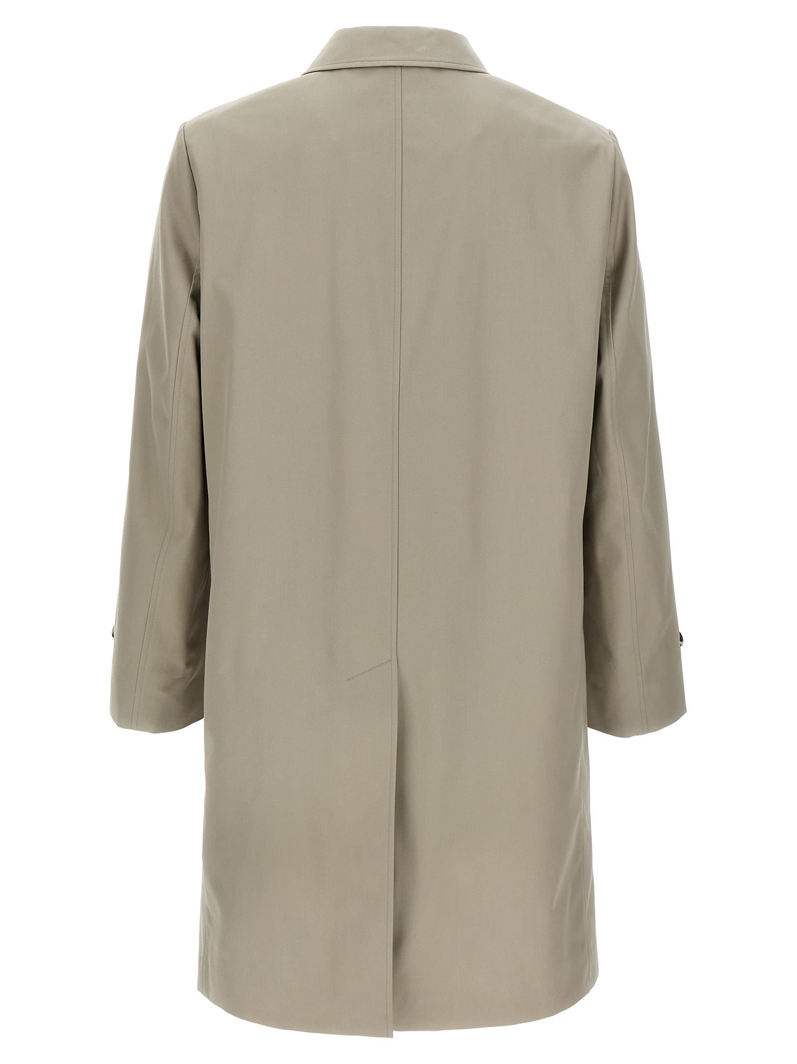Burberry Long Cotton Double-breasted Coat With Notched Lapel In Gray